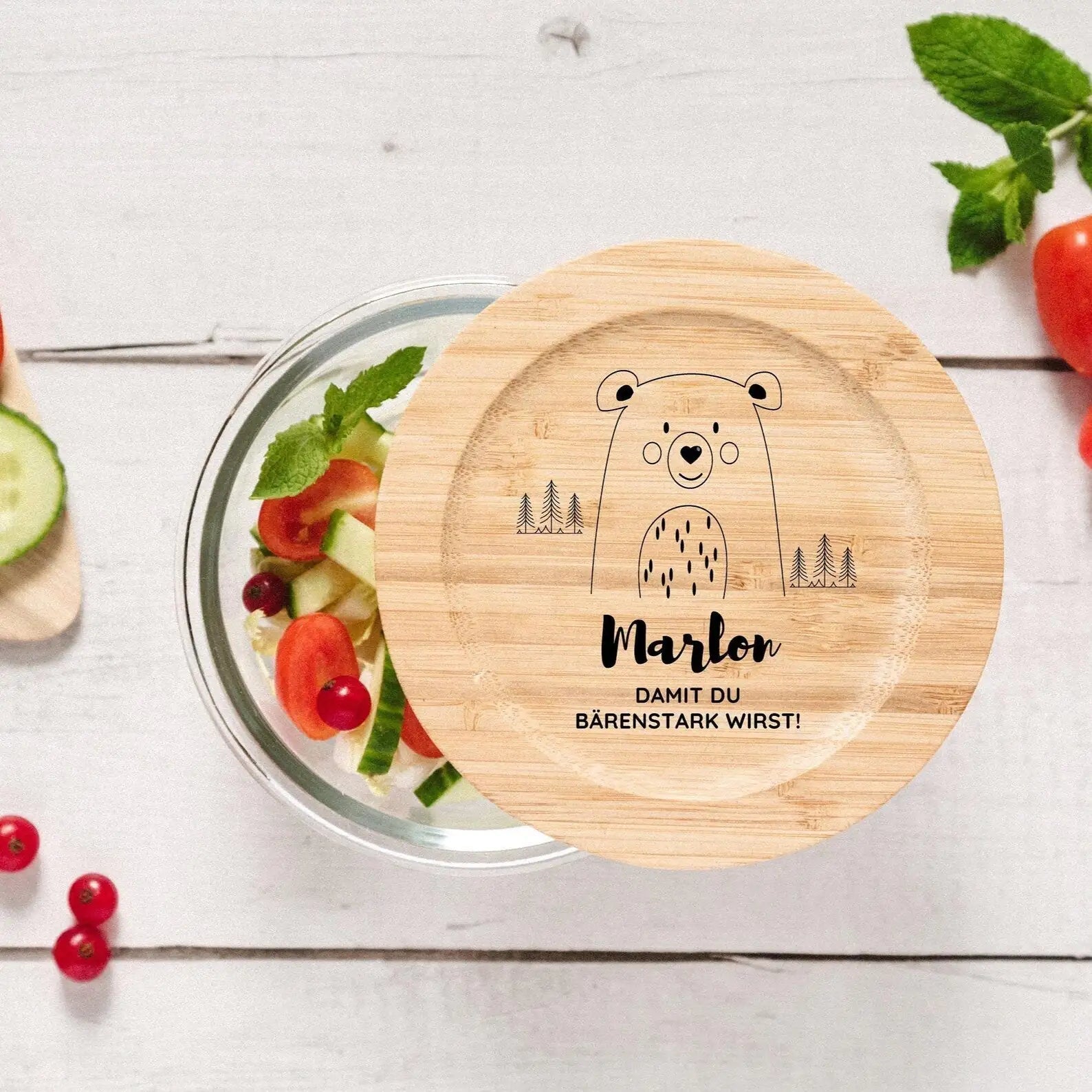 Glasdose personalisiert - Tier Bäume Gravur - wunderwunsch