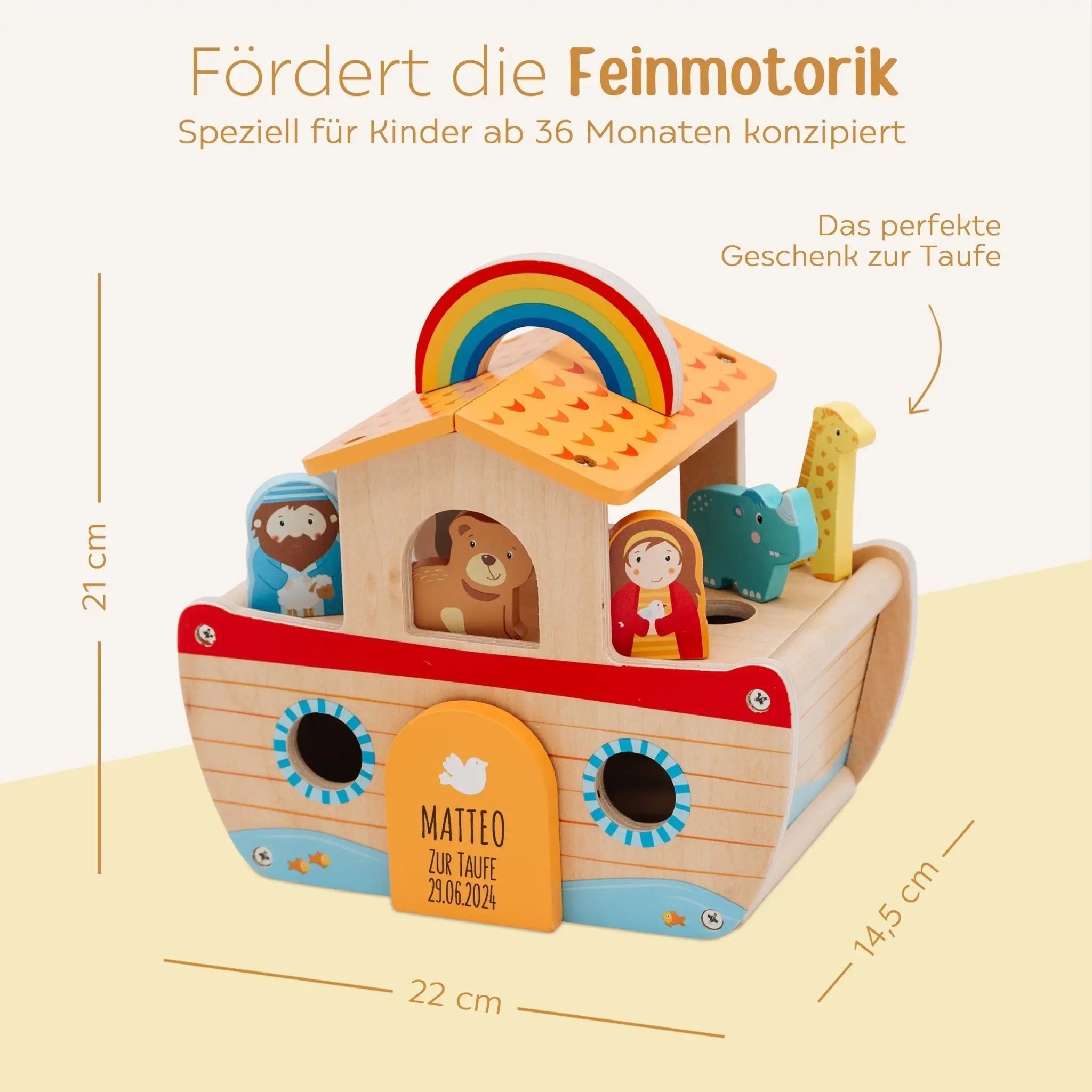 GOKI Kleine bunte Arche mit Regenbogen personalisierbar - wunderwunsch