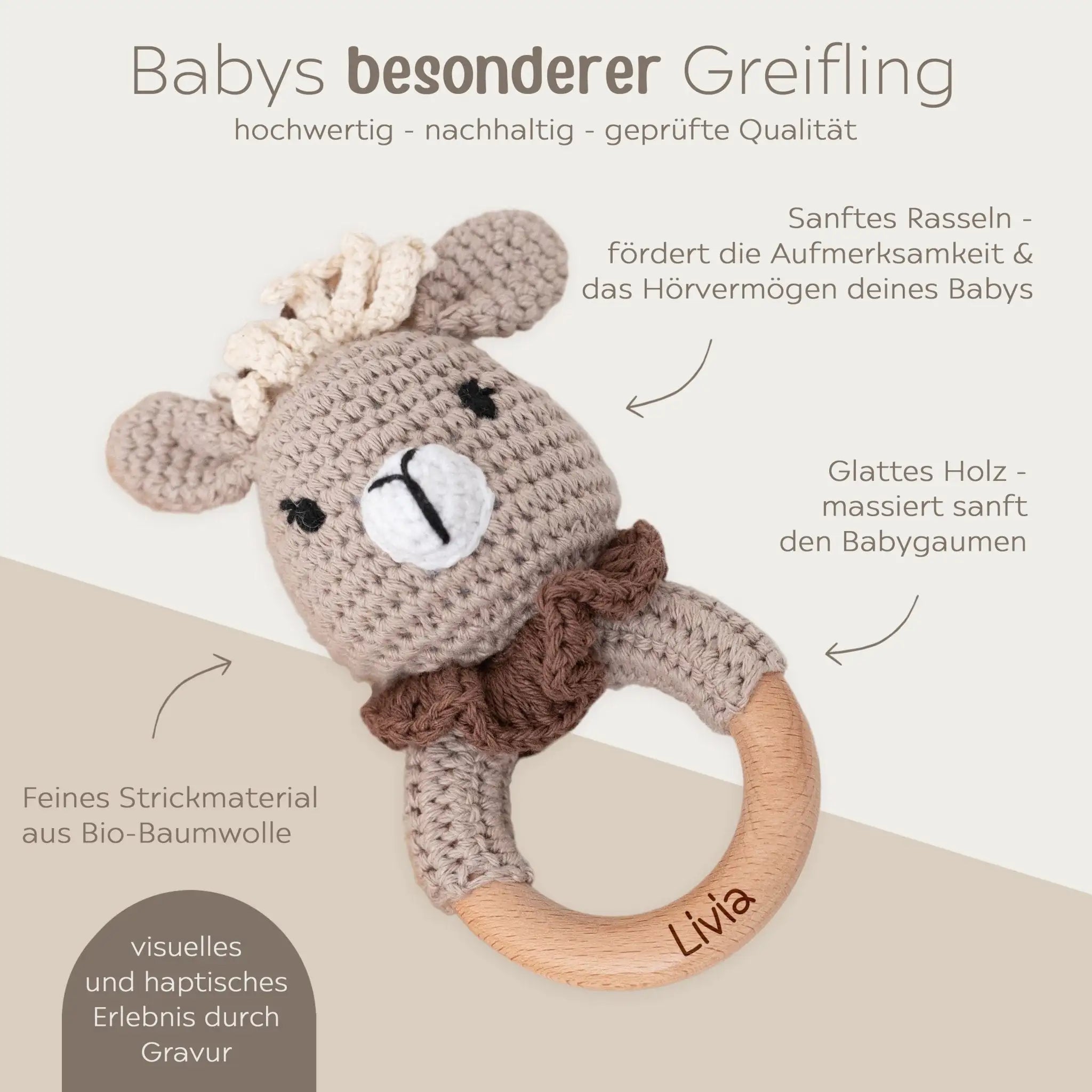 Greifling Kuh personalisiert - wunderwunsch