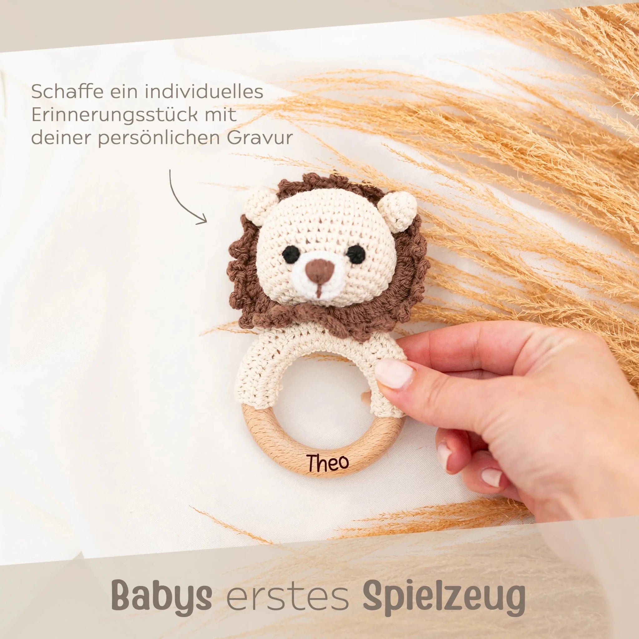 Greifling Löwe dunkelbraun personalisiert - wunderwunsch