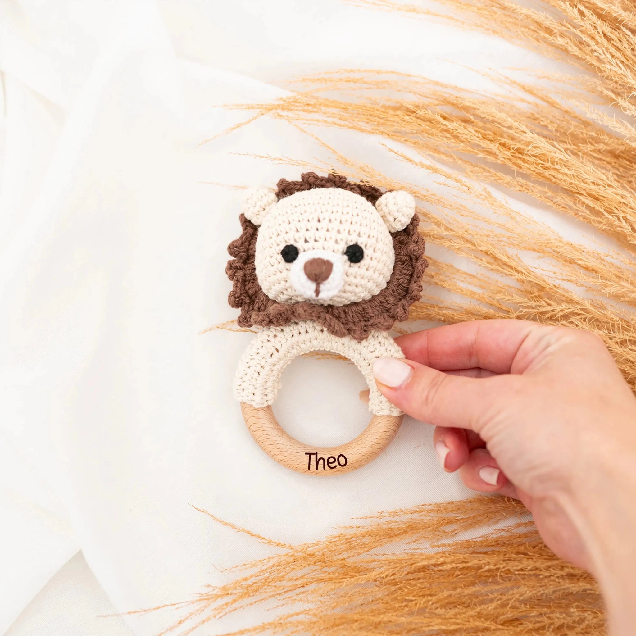 Greifling Löwe dunkelbraun personalisiert - wunderwunsch