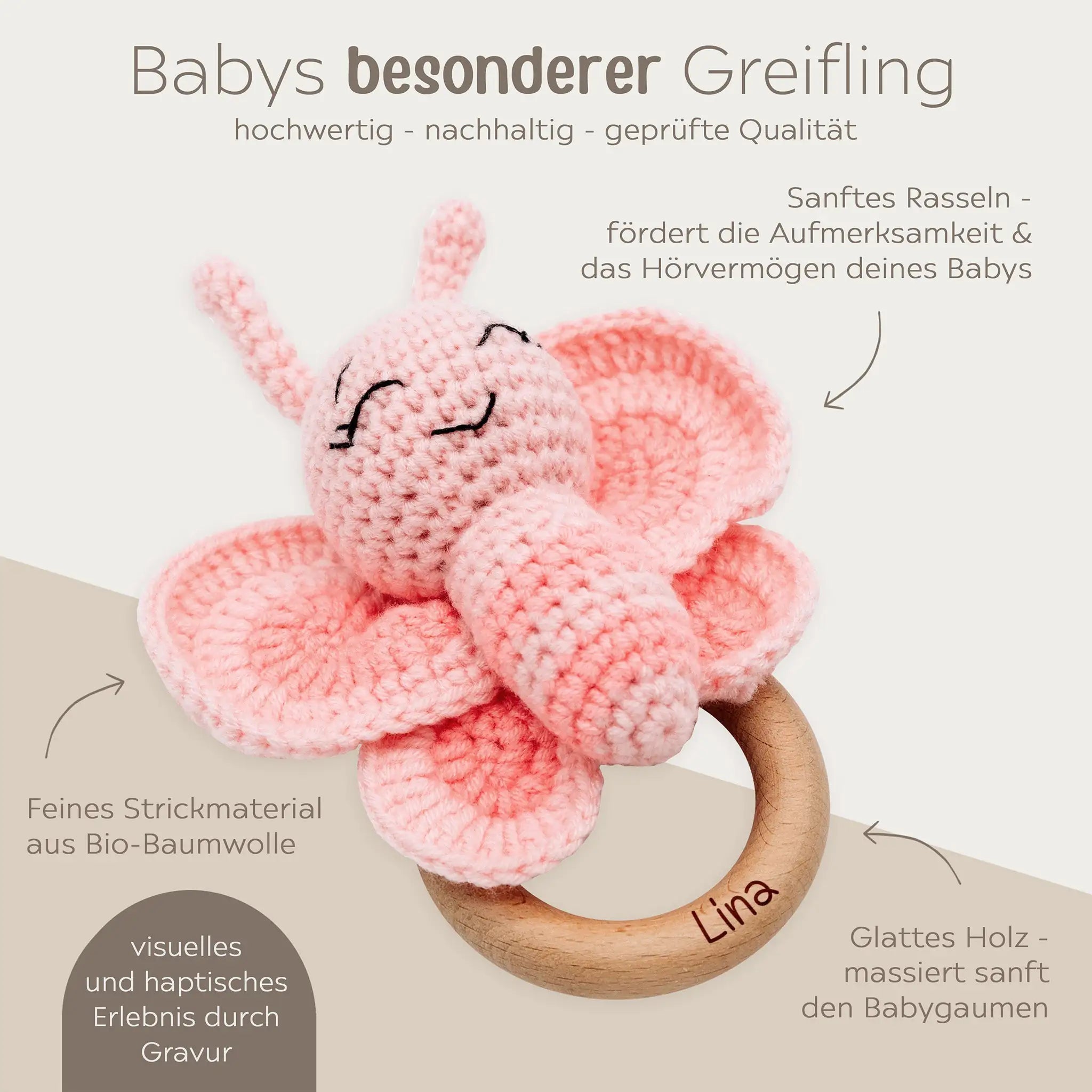 Greifling Schmetterling personalisiert - wunderwunsch