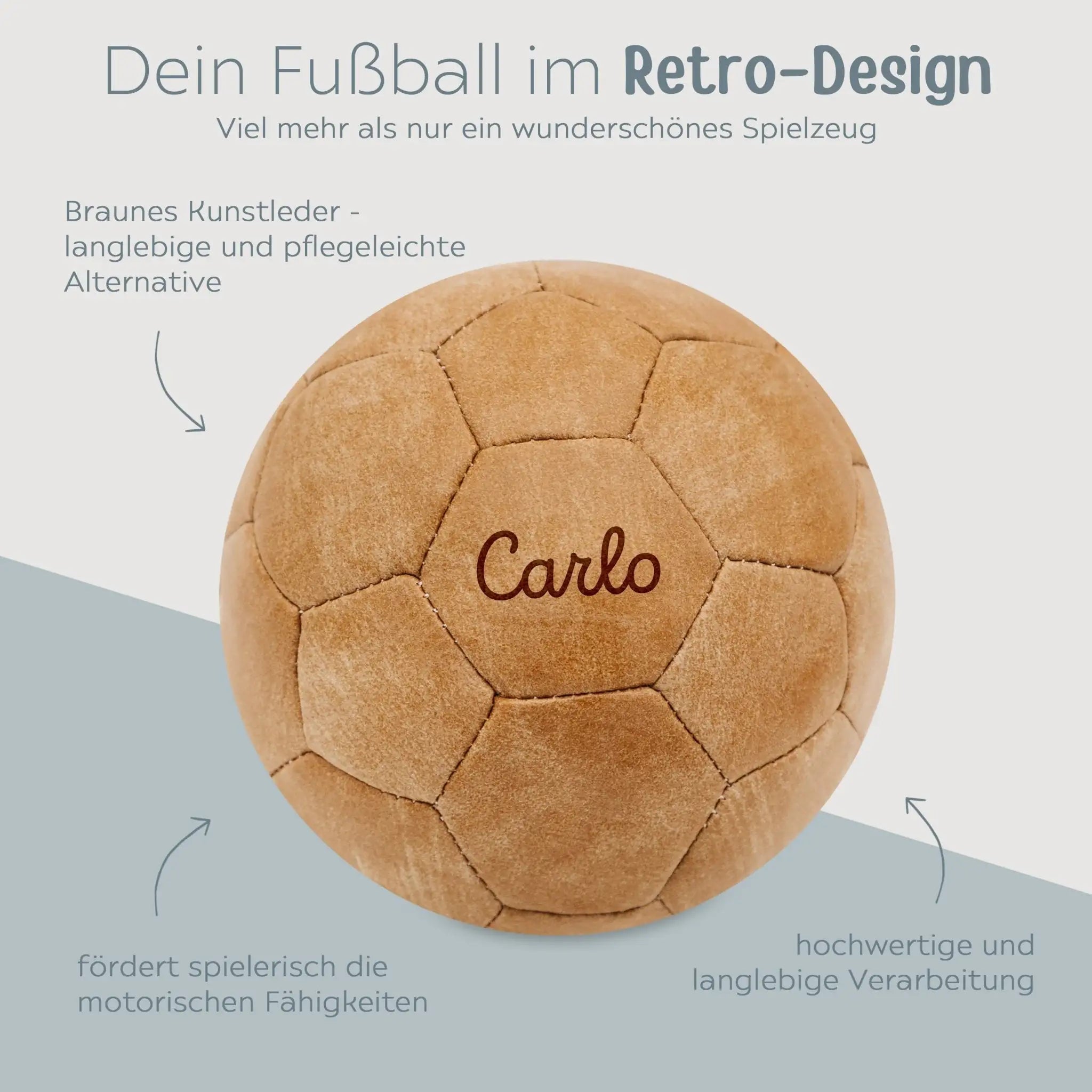 Großer Fußball aus Leder personalisierbar - wunderwunsch