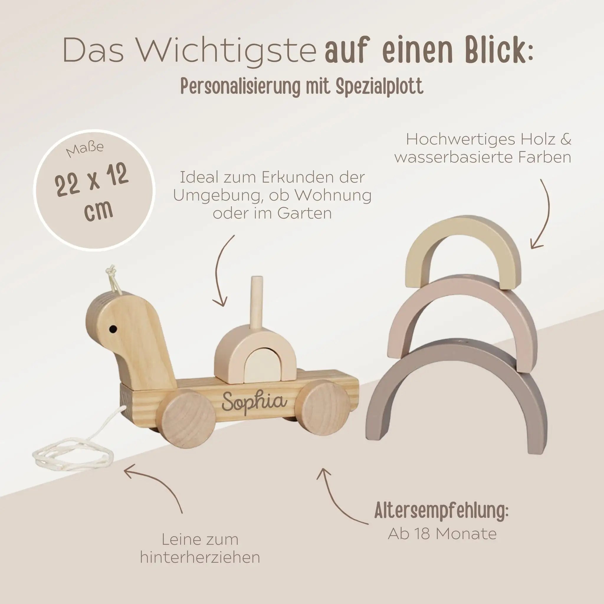 JABADABADO Nachziehtier & Stapelspiel Schnecke personalisierbar - wunderwunsch