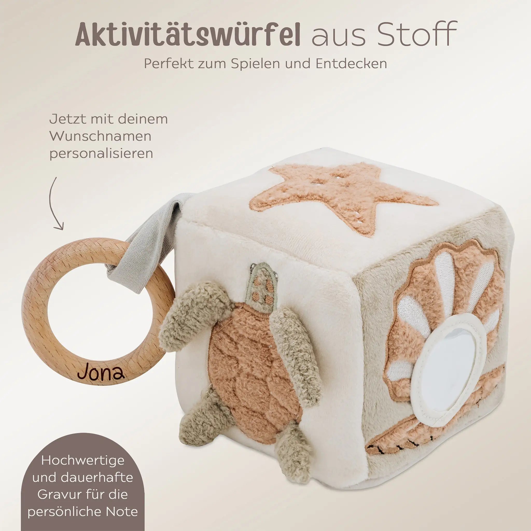 JOLLEIN Activity Stoffwürfel personalisierbar - Meerestiere - wunderwunsch