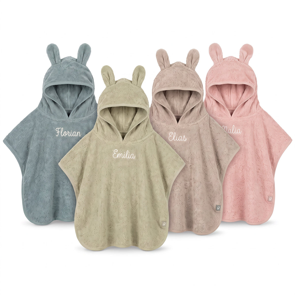 JOLLEIN Baby Badeponcho Frottee mit Ohren personalisiert - wunderwunsch