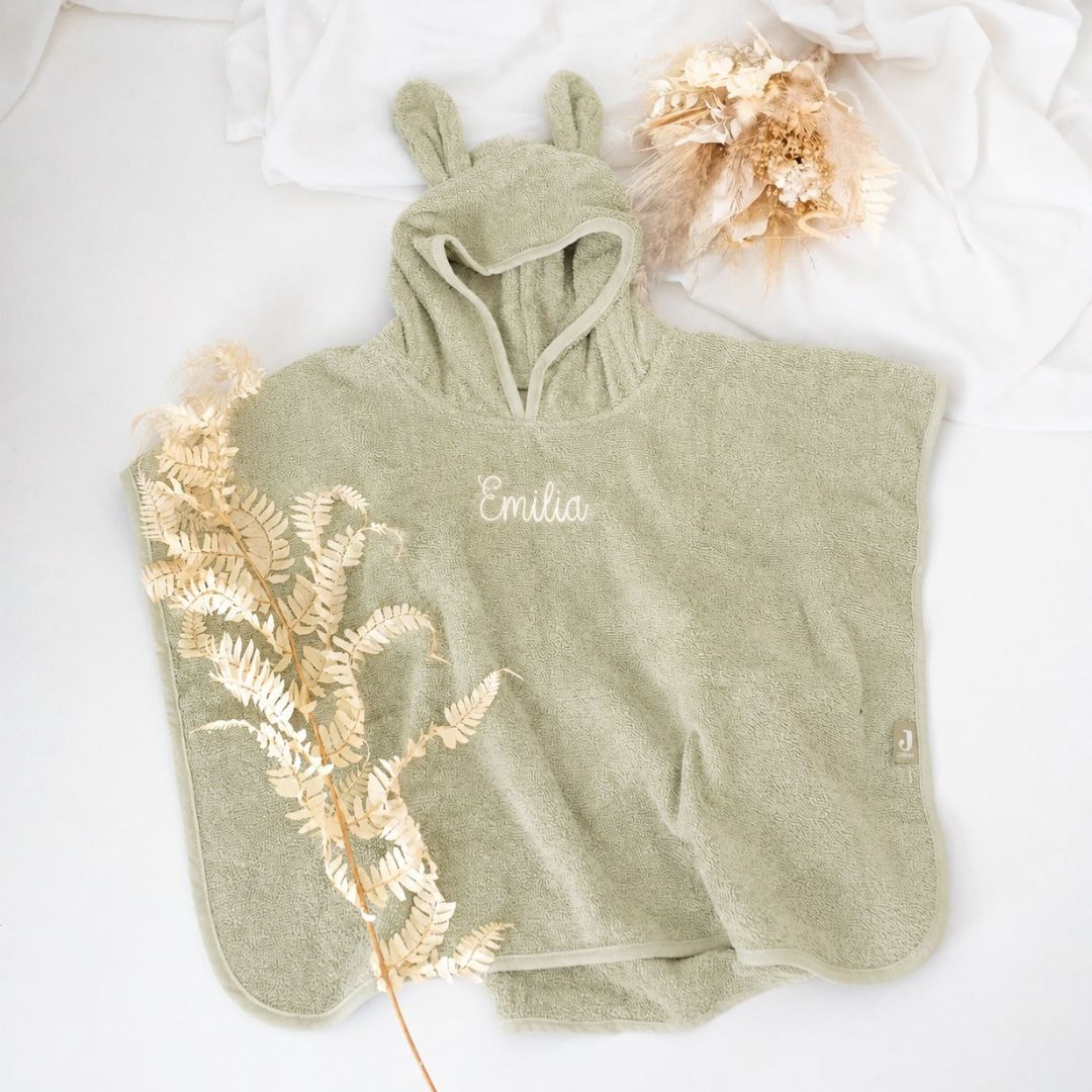 JOLLEIN Baby Badeponcho Frottee mit Ohren personalisiert - wunderwunsch