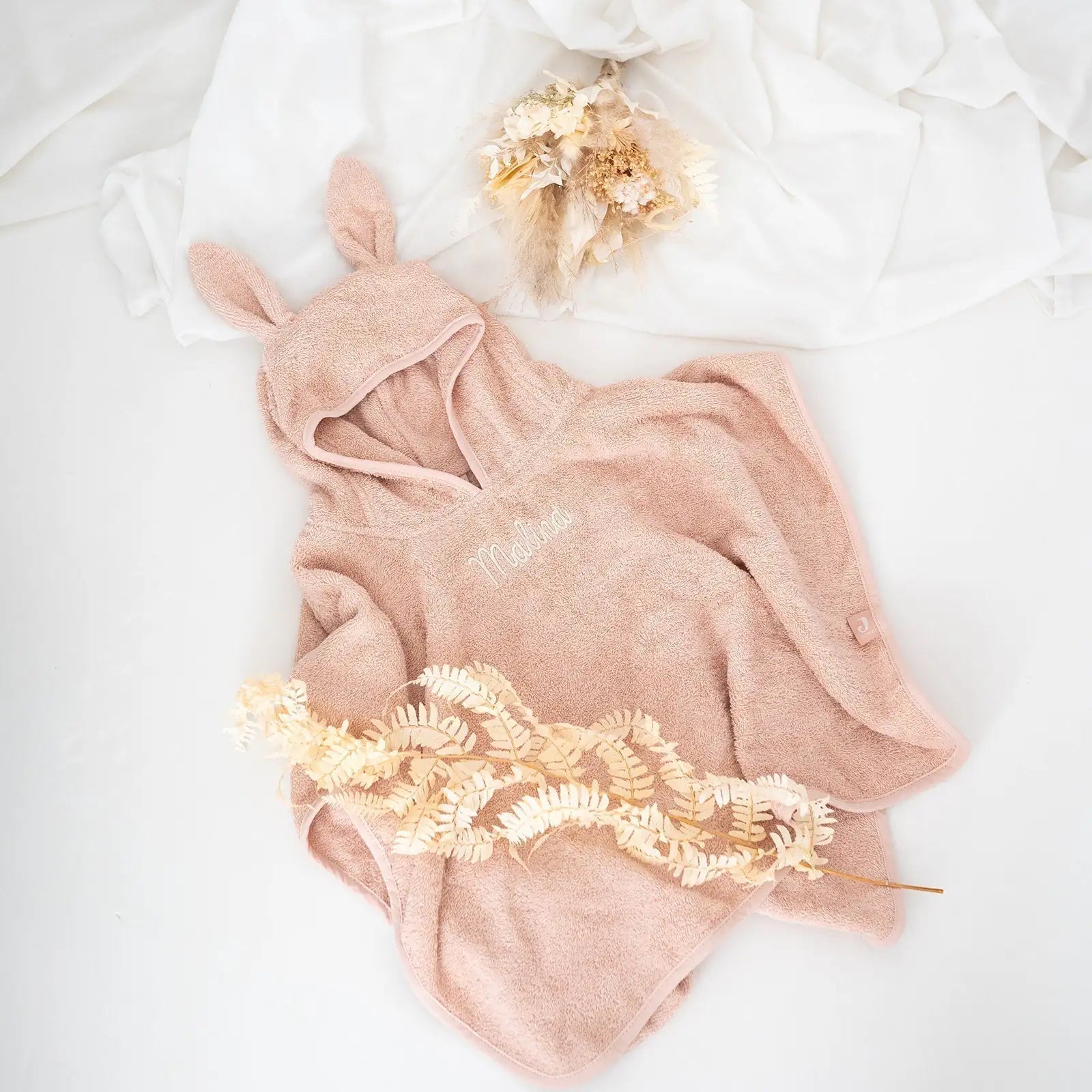 JOLLEIN Baby Badeponcho personalisiert mit Ohren Frottee - wunderwunsch