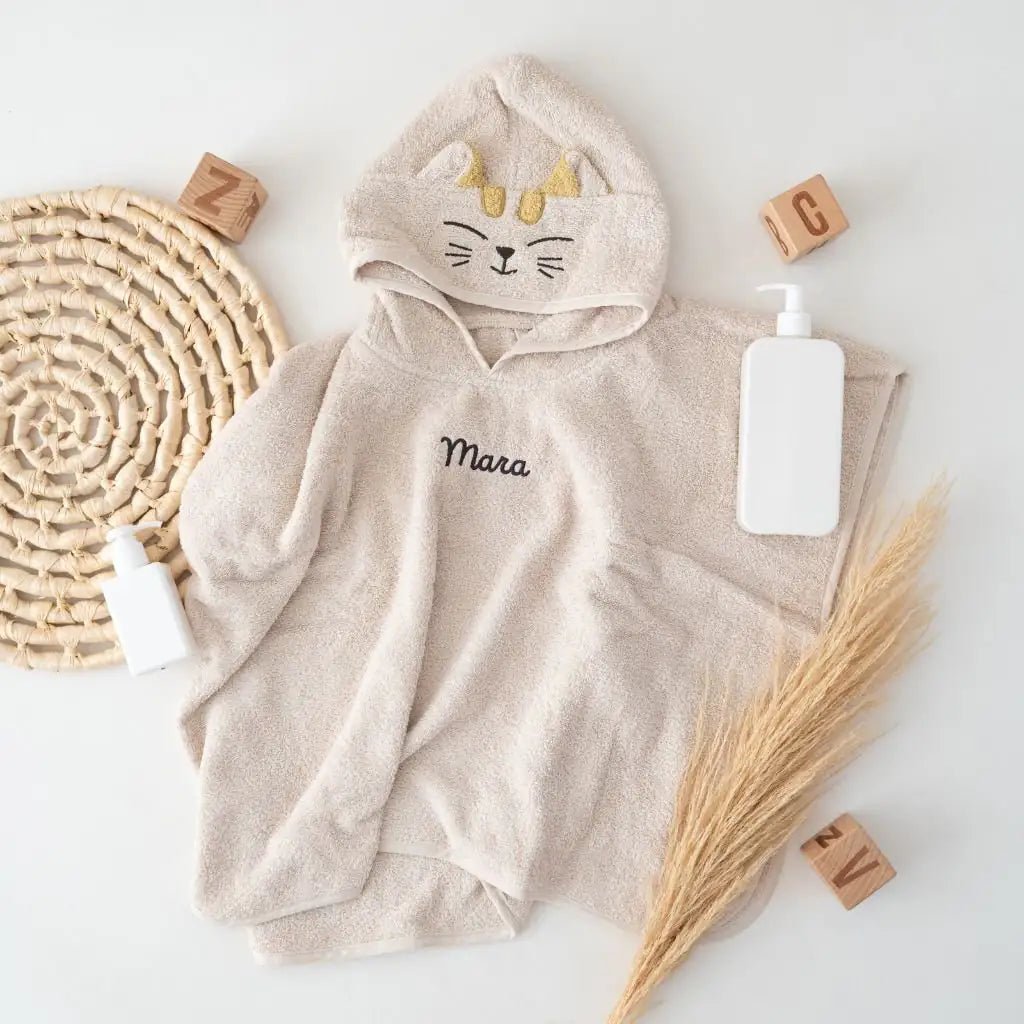 JOLLEIN Badeponcho Katze oder Hund personalisierbar - wunderwunsch