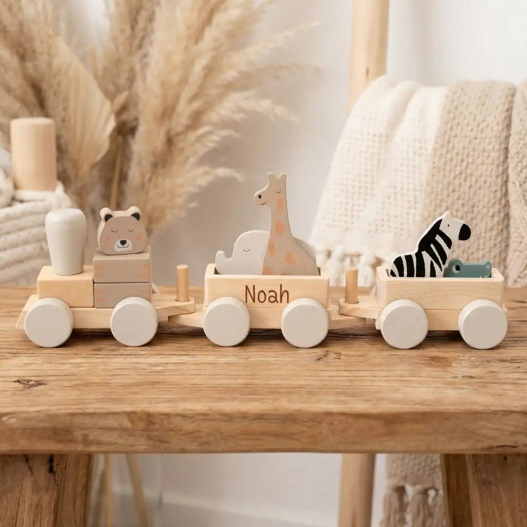 JOLLEIN Holz Eisenbahn Dschungel personalisierbar - wunderwunsch