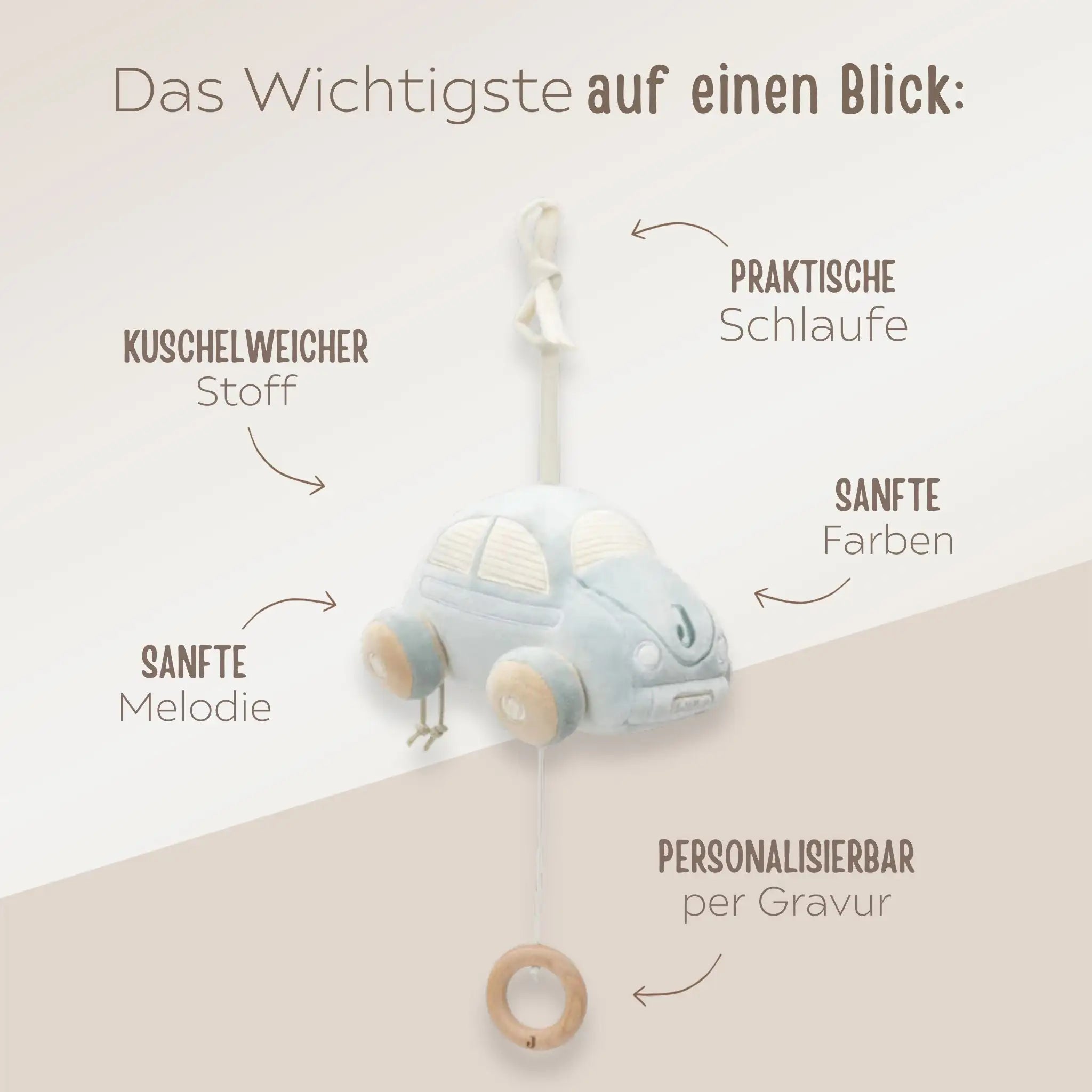 JOLLEIN Spieluhr Auto & Vogel personalisierbar - wunderwunsch