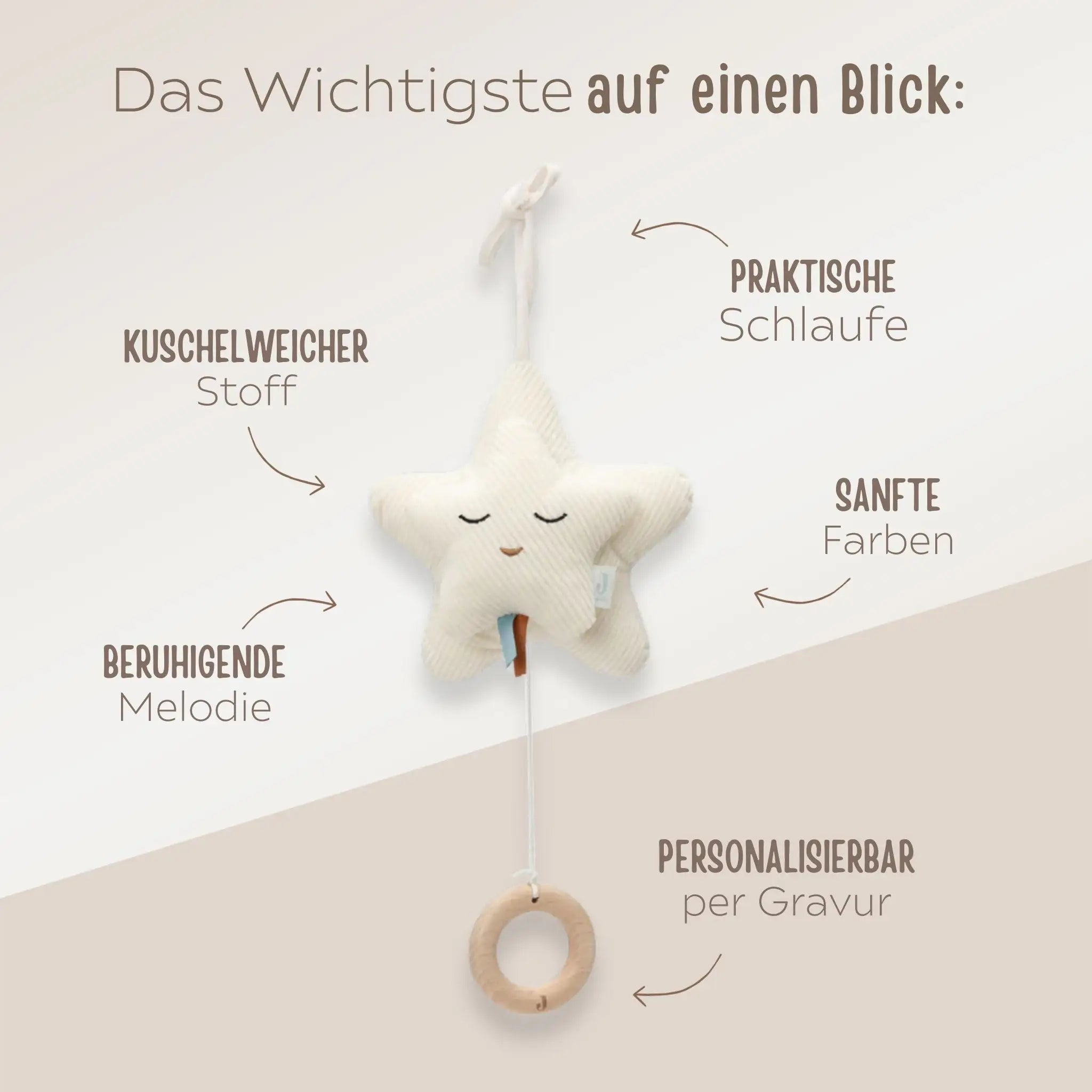 JOLLEIN Spieluhr Stern personalisierbar - wunderwunsch