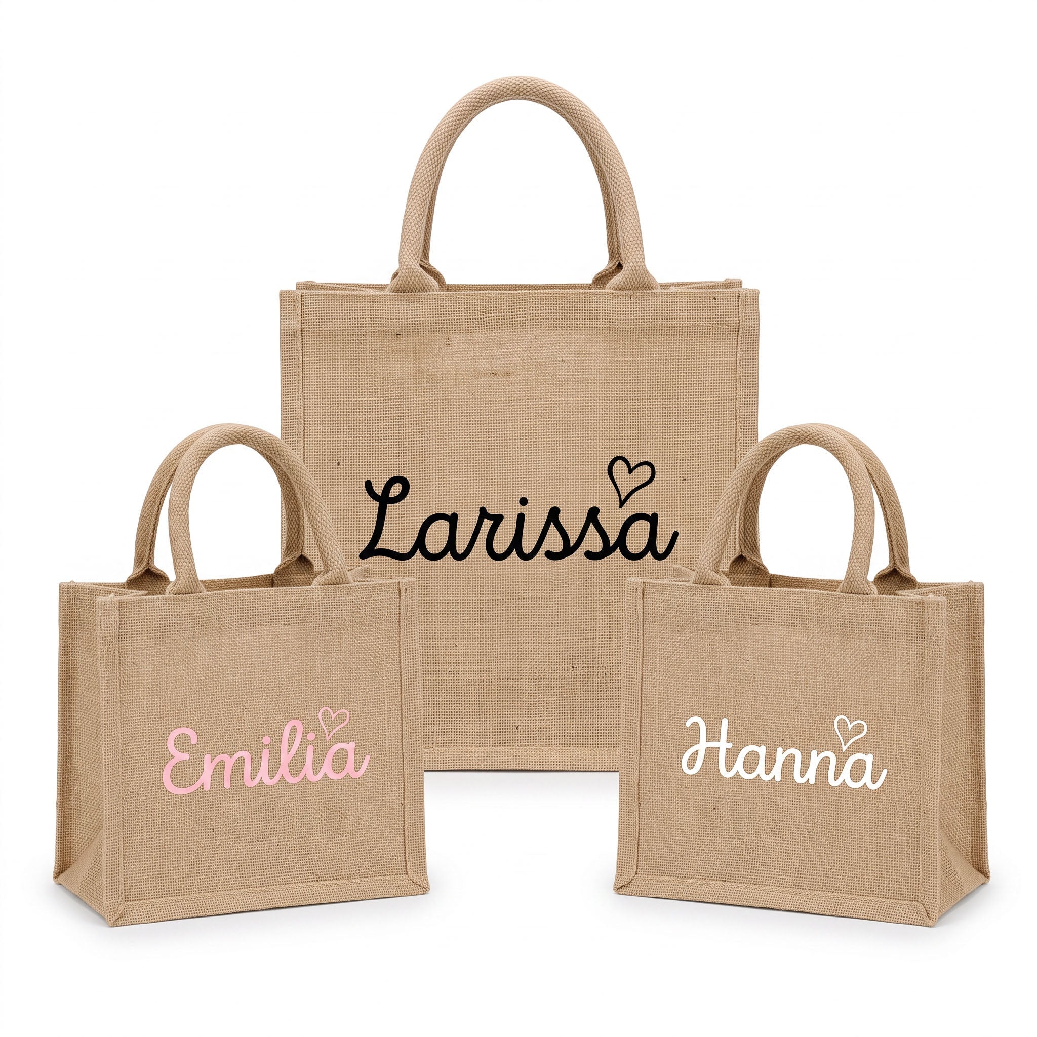 Jutetasche personalisiert - Herz - wunderwunsch