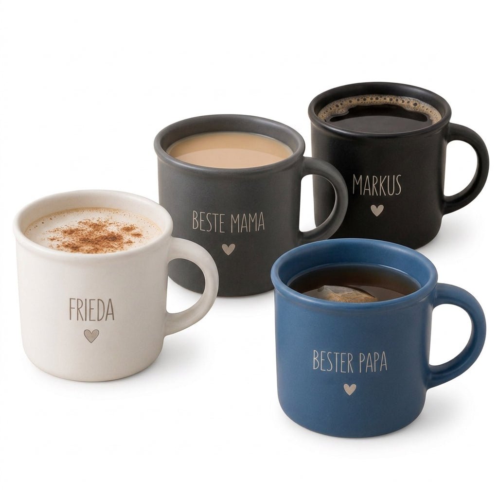 Kaffeetasse Keramik 300ml - Name und Herz - wunderwunsch