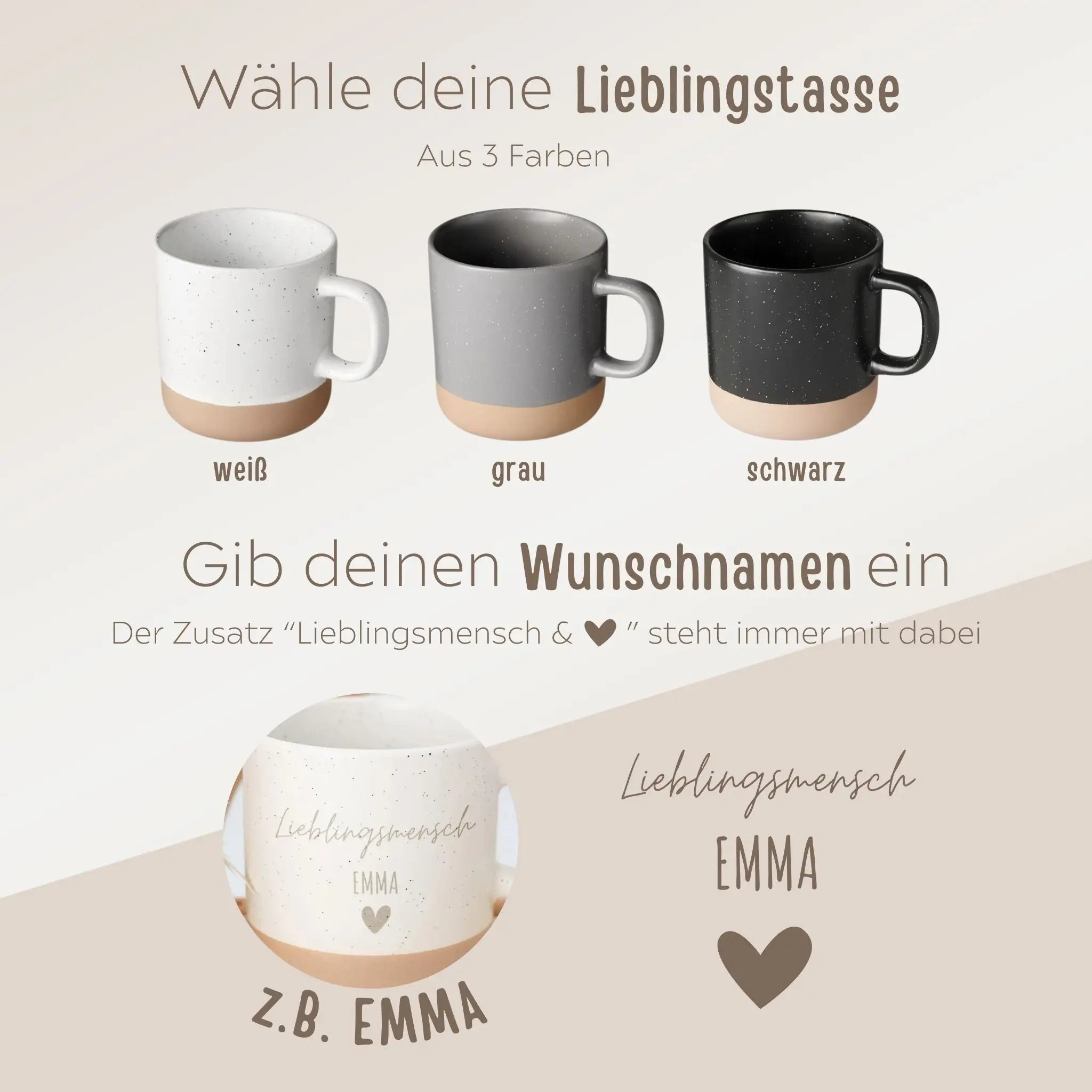 Keramikbecher Steingut - Lieblingsmensch - wunderwunsch