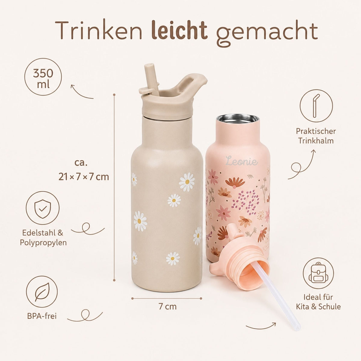 KIDZROOM Trinkflasche 350 ml personalisiert - wunderwunsch