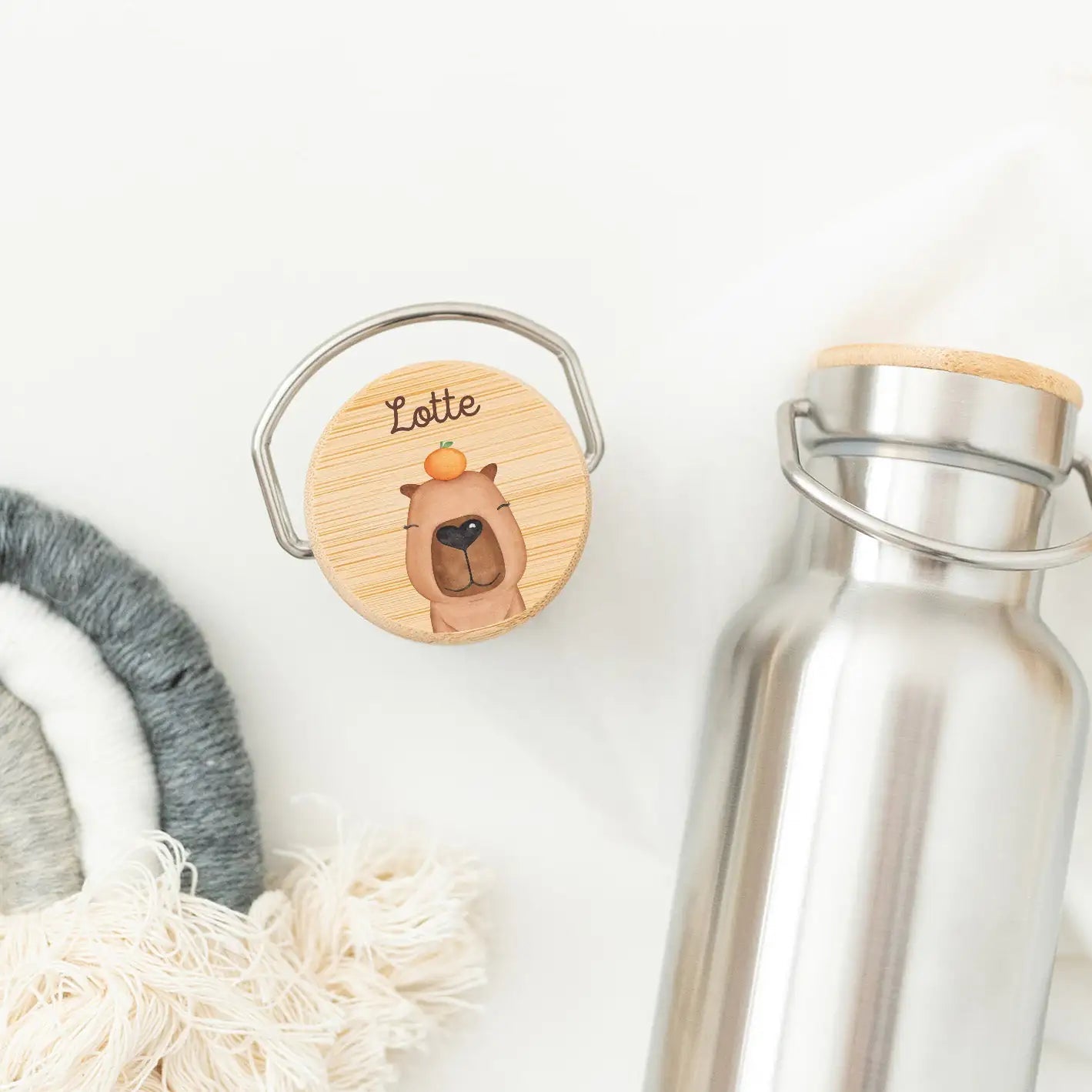 Kinder Trinkflasche Edelstahl personalisiert - Tier Aquarell - wunderwunsch