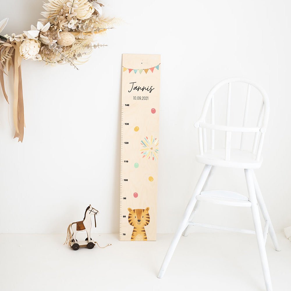 Kindermesslatte Holz personalisiert - Tier Girlande Aquarell - wunderwunsch