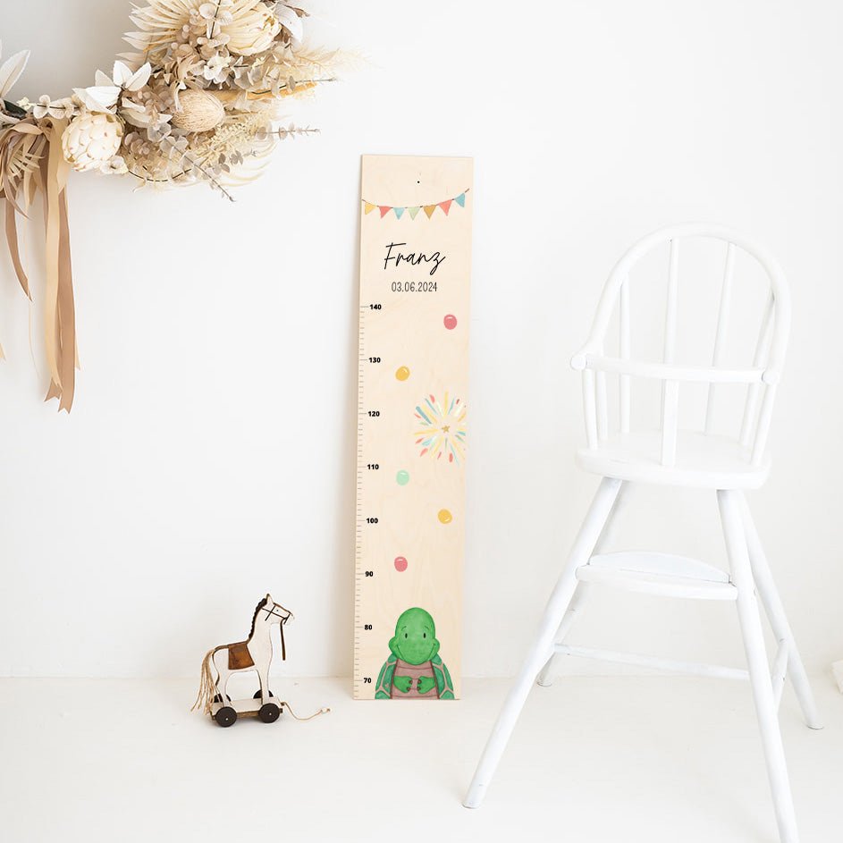 Kindermesslatte Holz personalisiert - Tier Girlande Aquarell - wunderwunsch