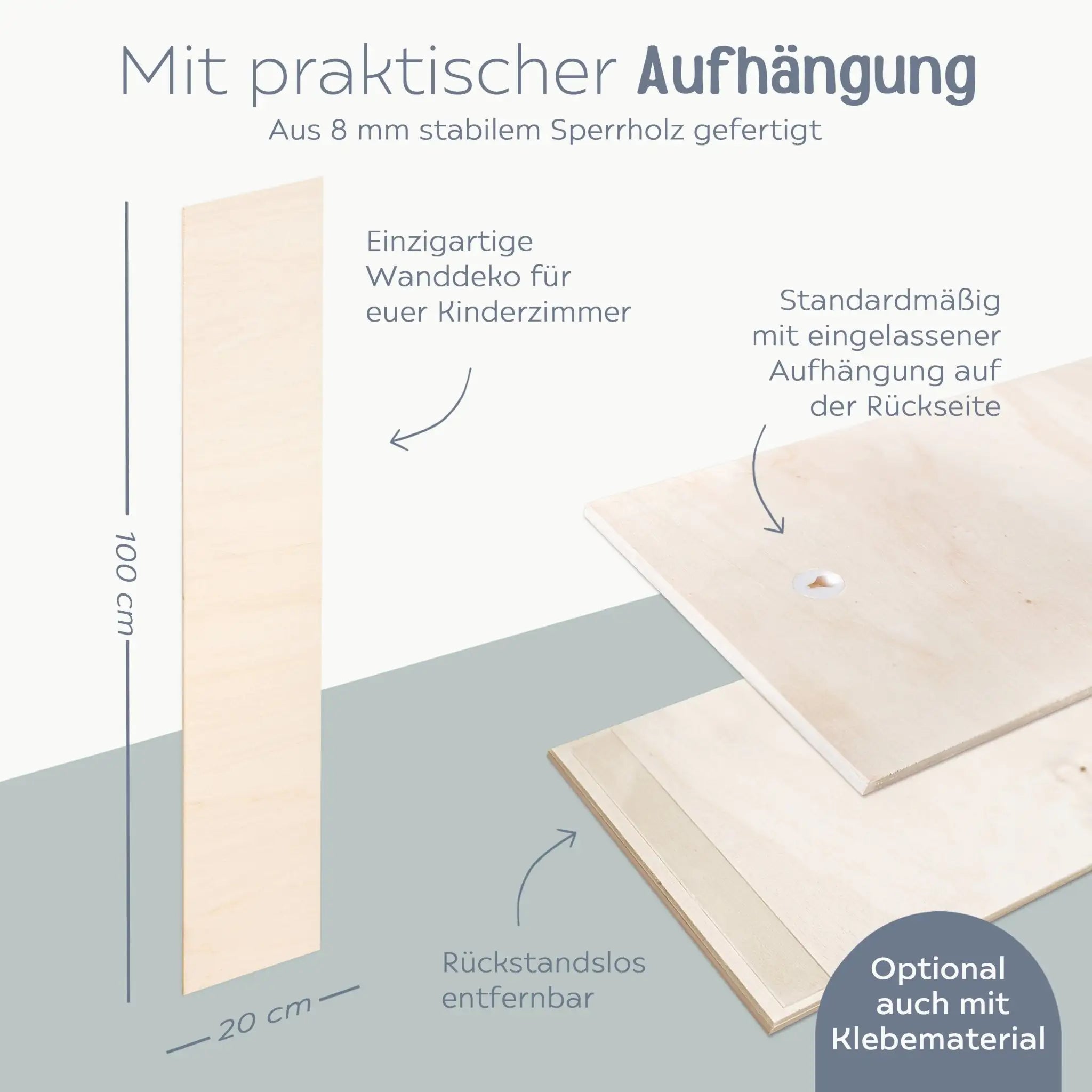Kindermesslatte Holz personalisiert - Tier Gravur - wunderwunsch