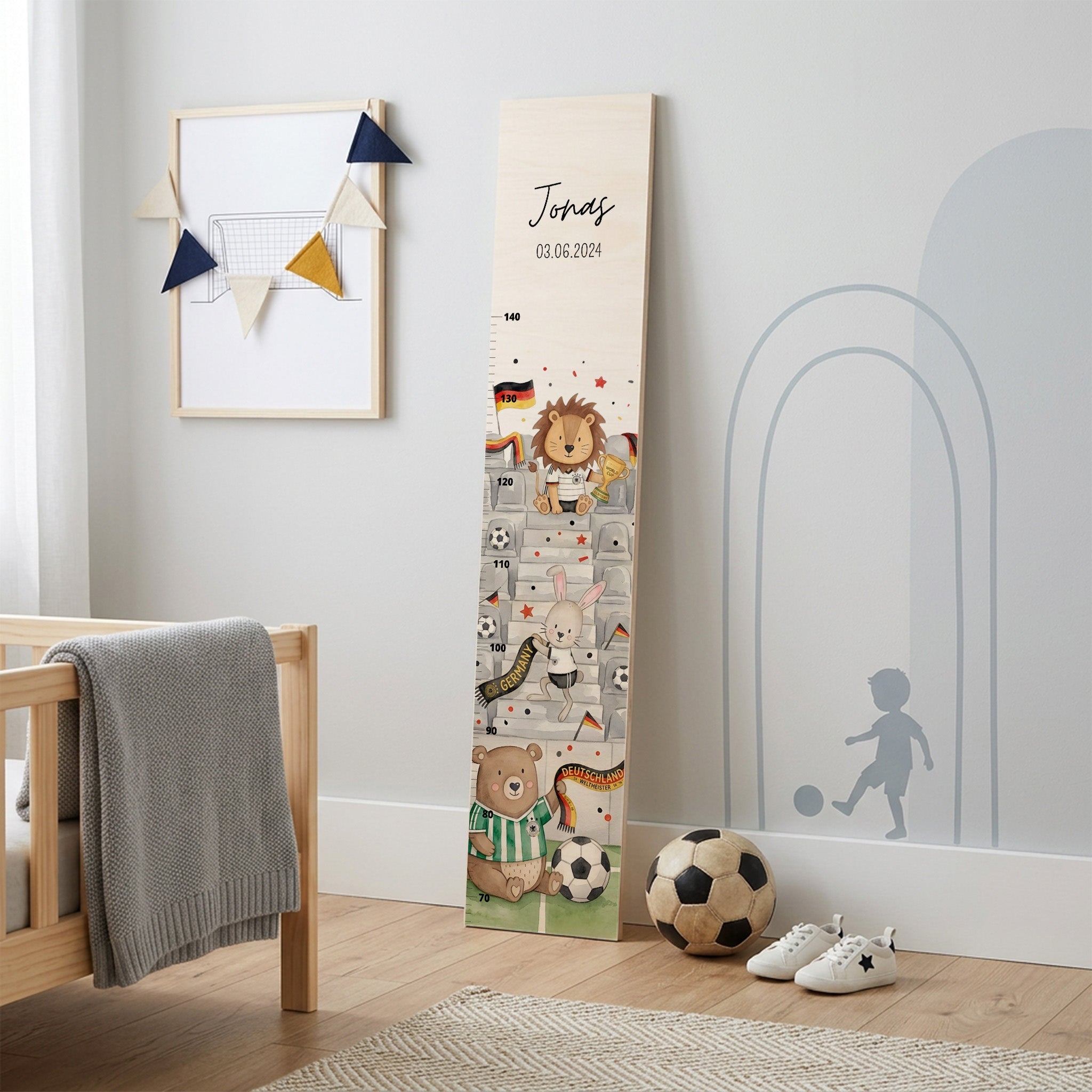 Kindermesslatte Holz personalisiert - WM-Kollektion - wunderwunsch