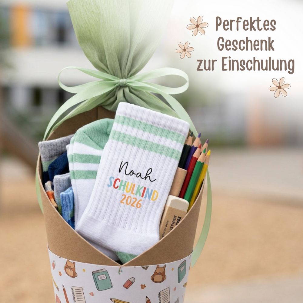 Kindersocken "Schulkind 2026" personalisiert - wunderwunsch
