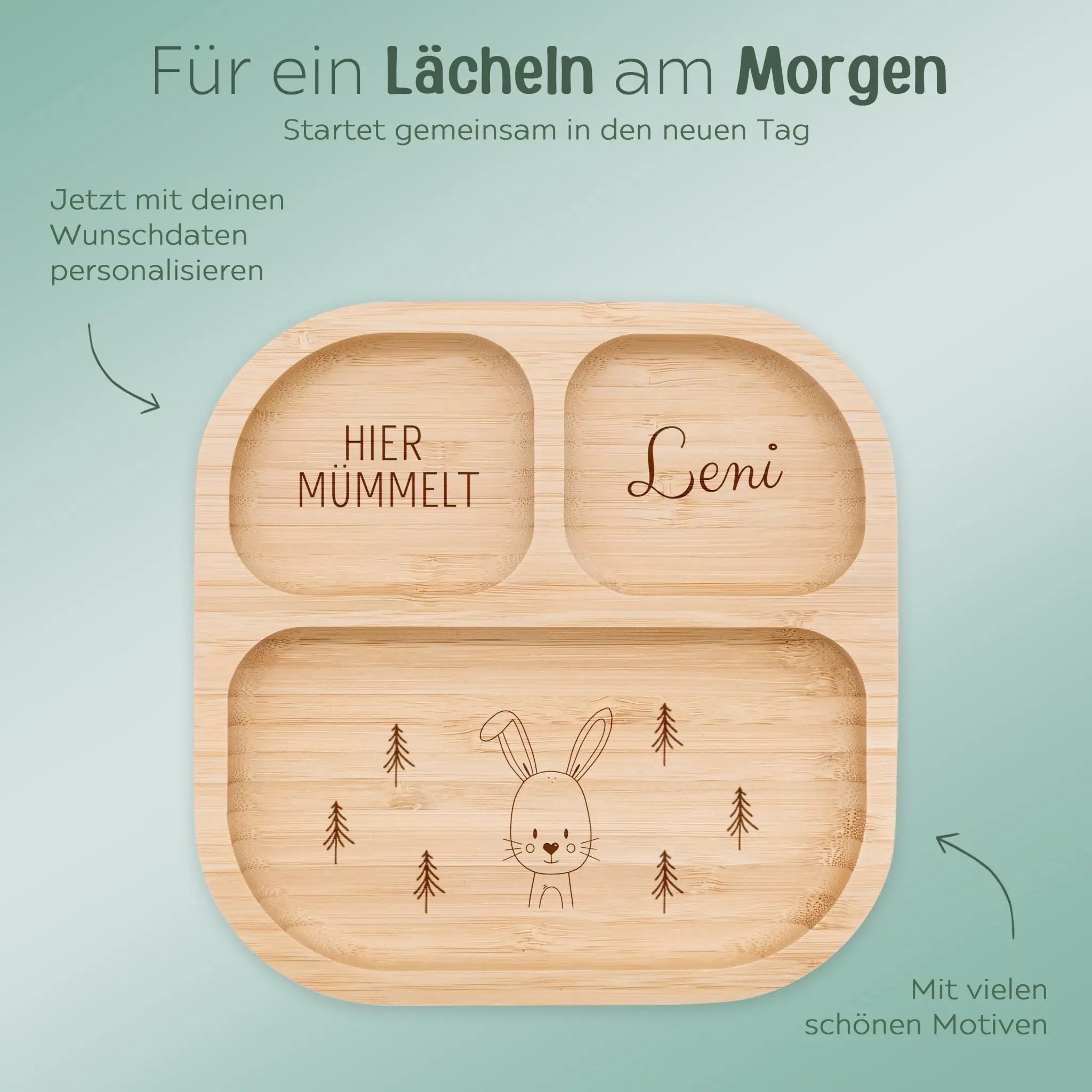Kinderteller mit Saugnapf - Tier Wald Gravur - wunderwunsch