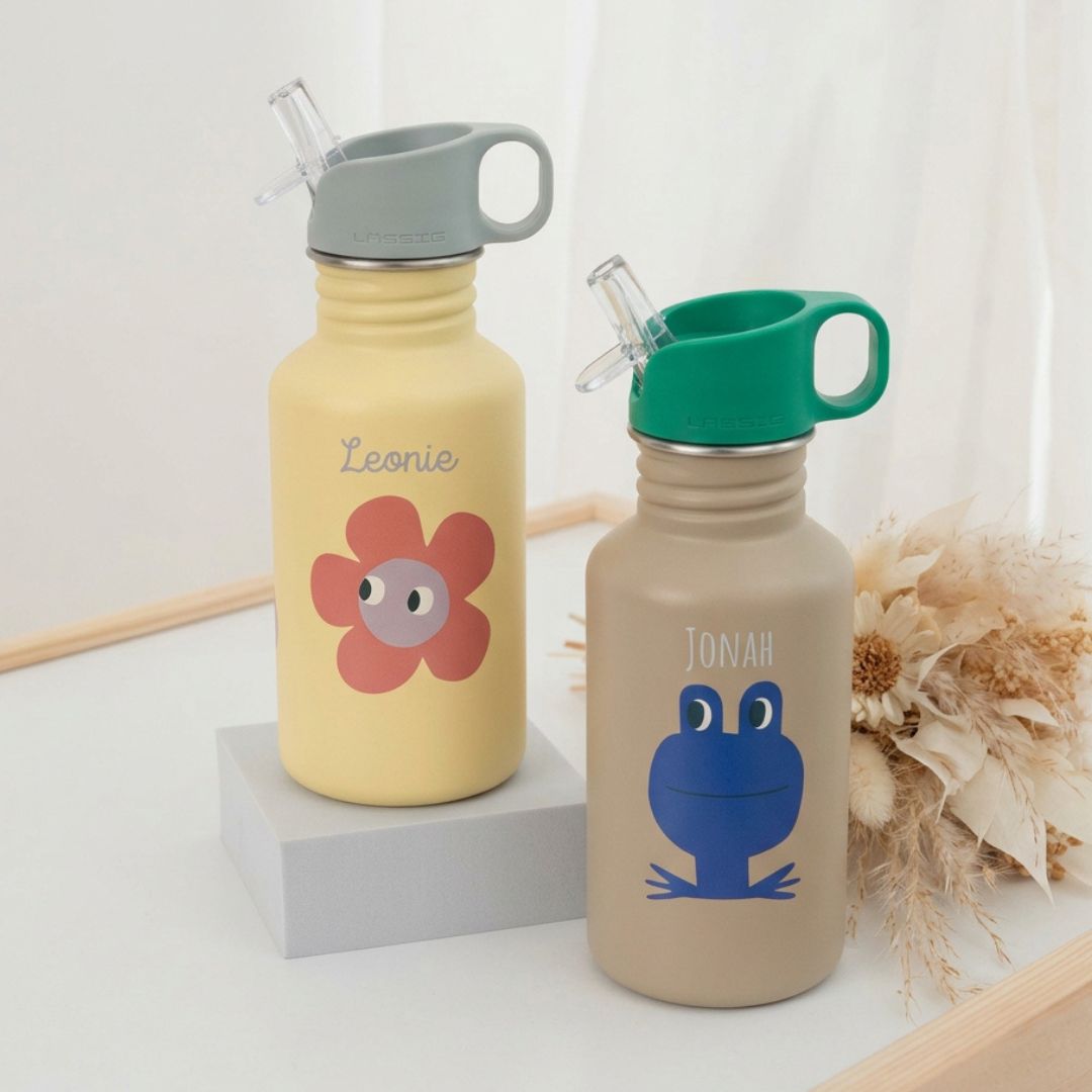 LÄSSIG Edelstahl Kinder Trinkflasche personalisiert - Happy Trails - wunderwunsch