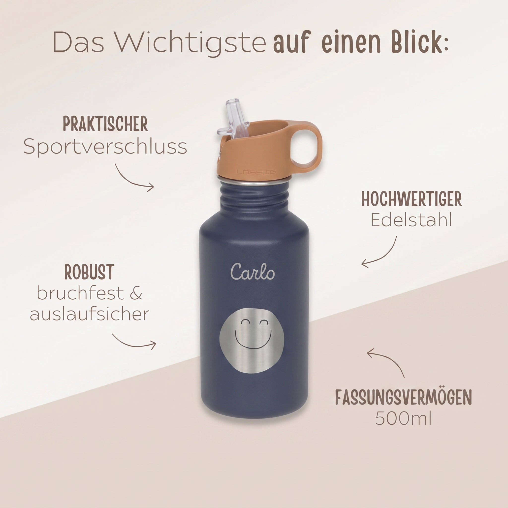 LÄSSIG Edelstahl Kinder Trinkflasche personalisiert - Little Gang - wunderwunsch