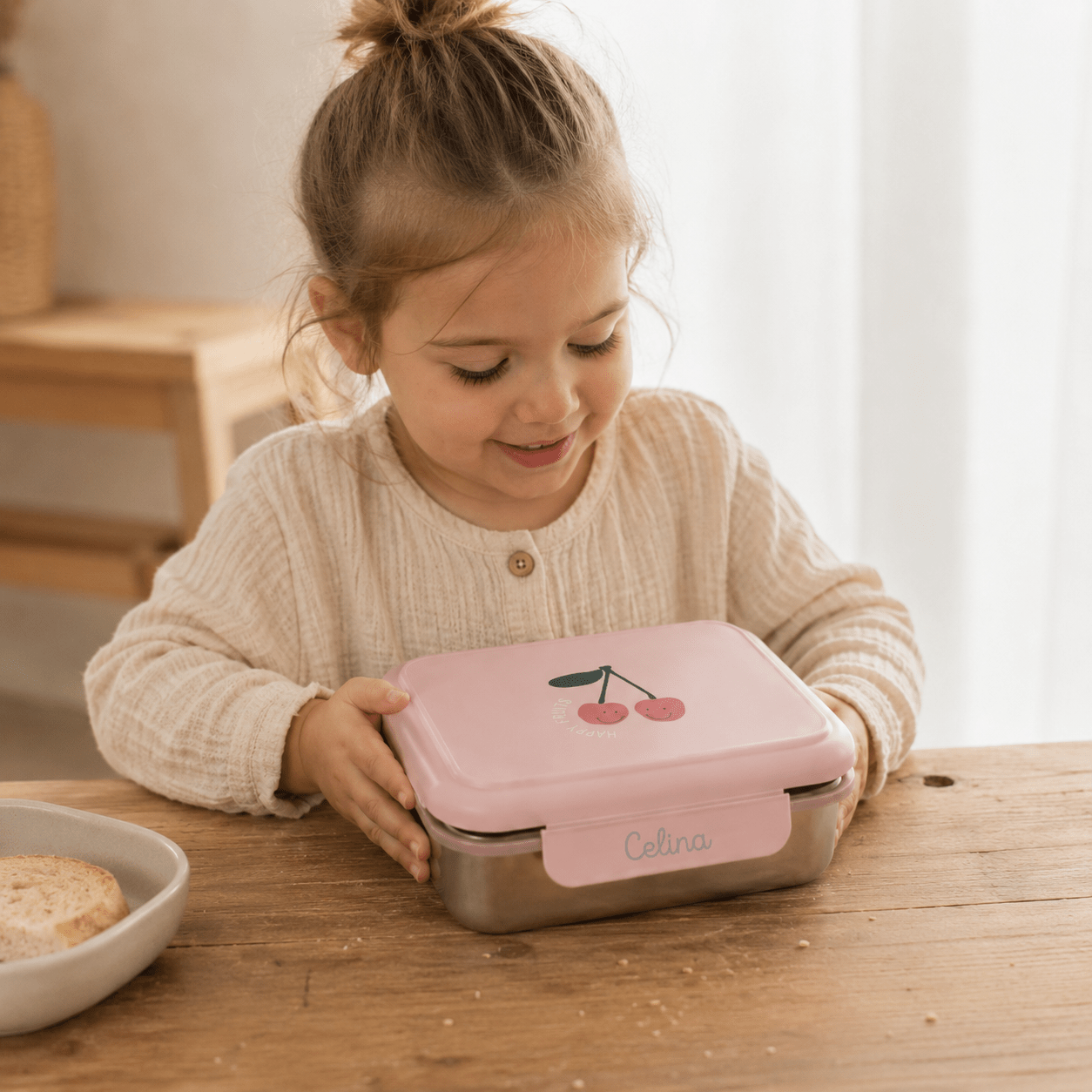 LÄSSIG Kinder Brotdose Edelstahl personalisiert - Happy Fruits - wunderwunsch