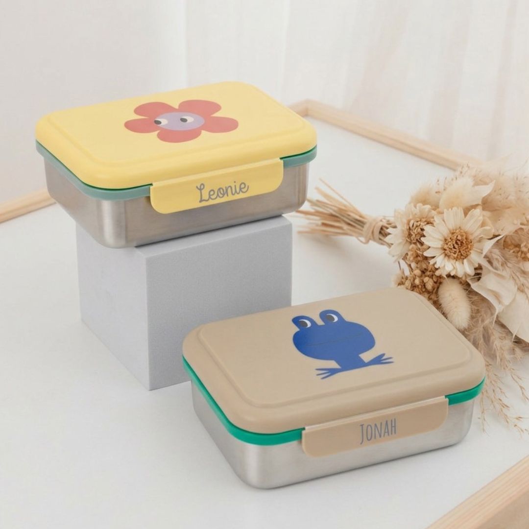 LÄSSIG Kinder Brotdose Edelstahl personalisiert - Happy Trails - wunderwunsch