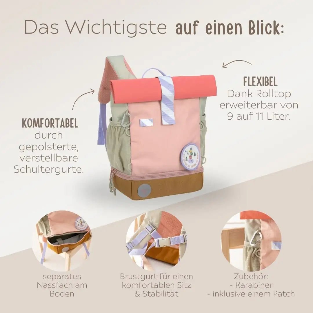 LÄSSIG Kindergartenrucksack Rolltop personalisierbar - wunderwunsch
