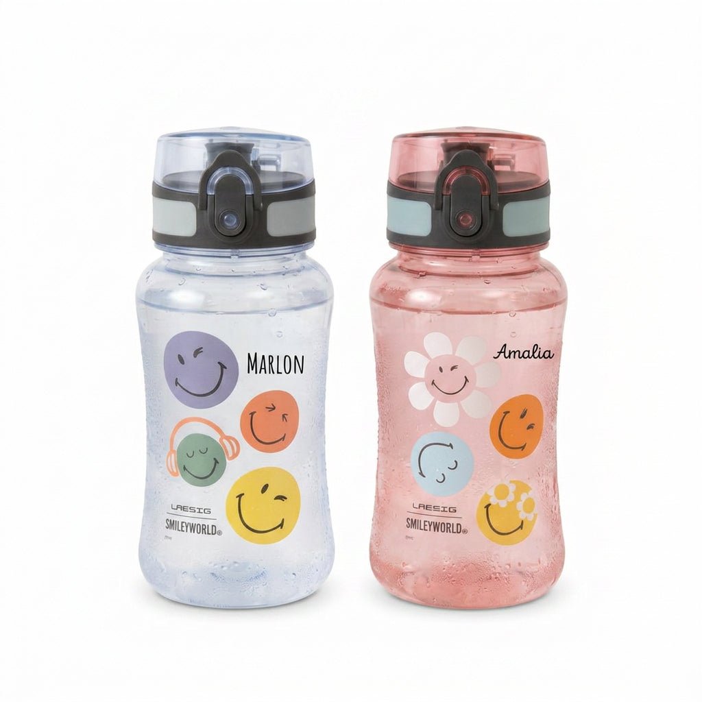 LÄSSIG Trinkflasche Tritan 420ml personalisiert - Smiley - wunderwunsch