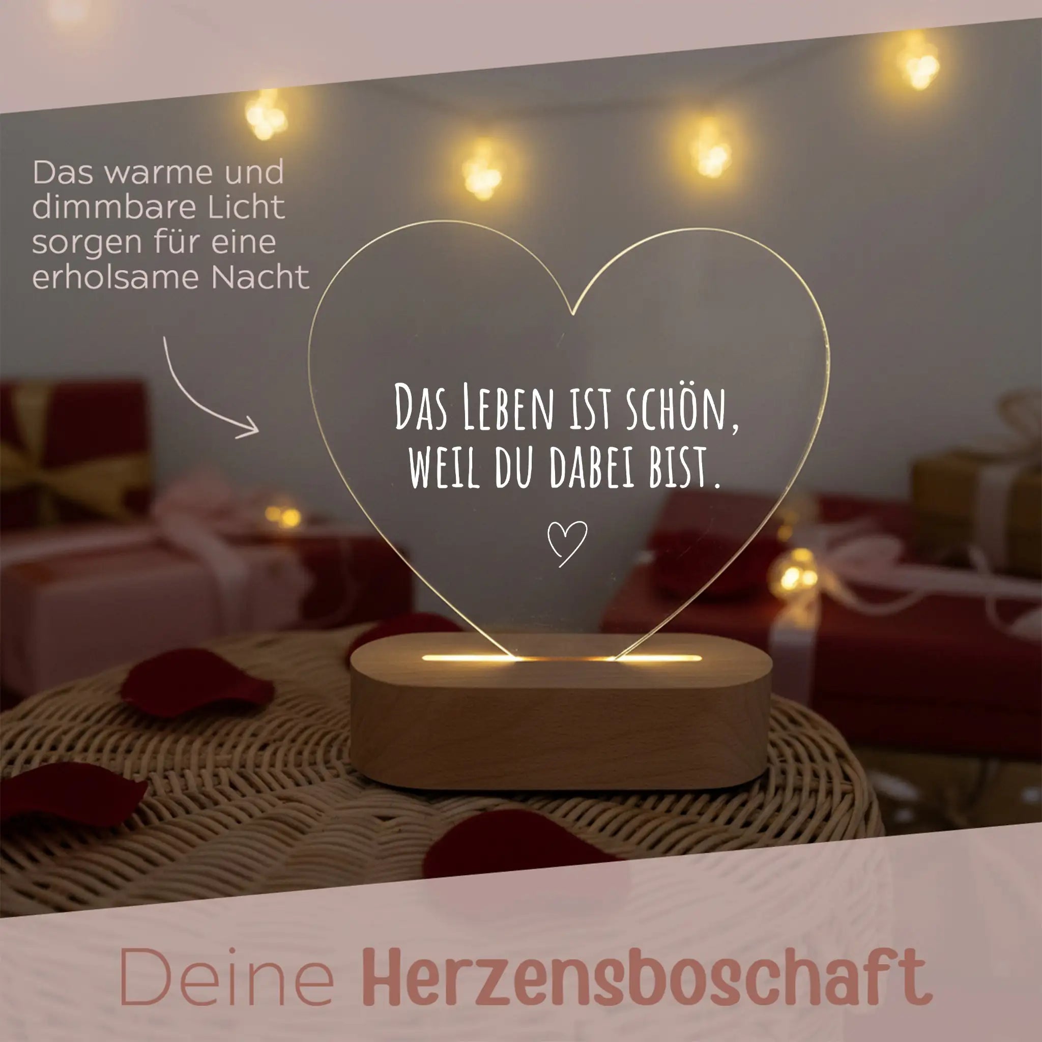 LED Nachtlicht Herz - Das Leben ist schön - wunderwunsch