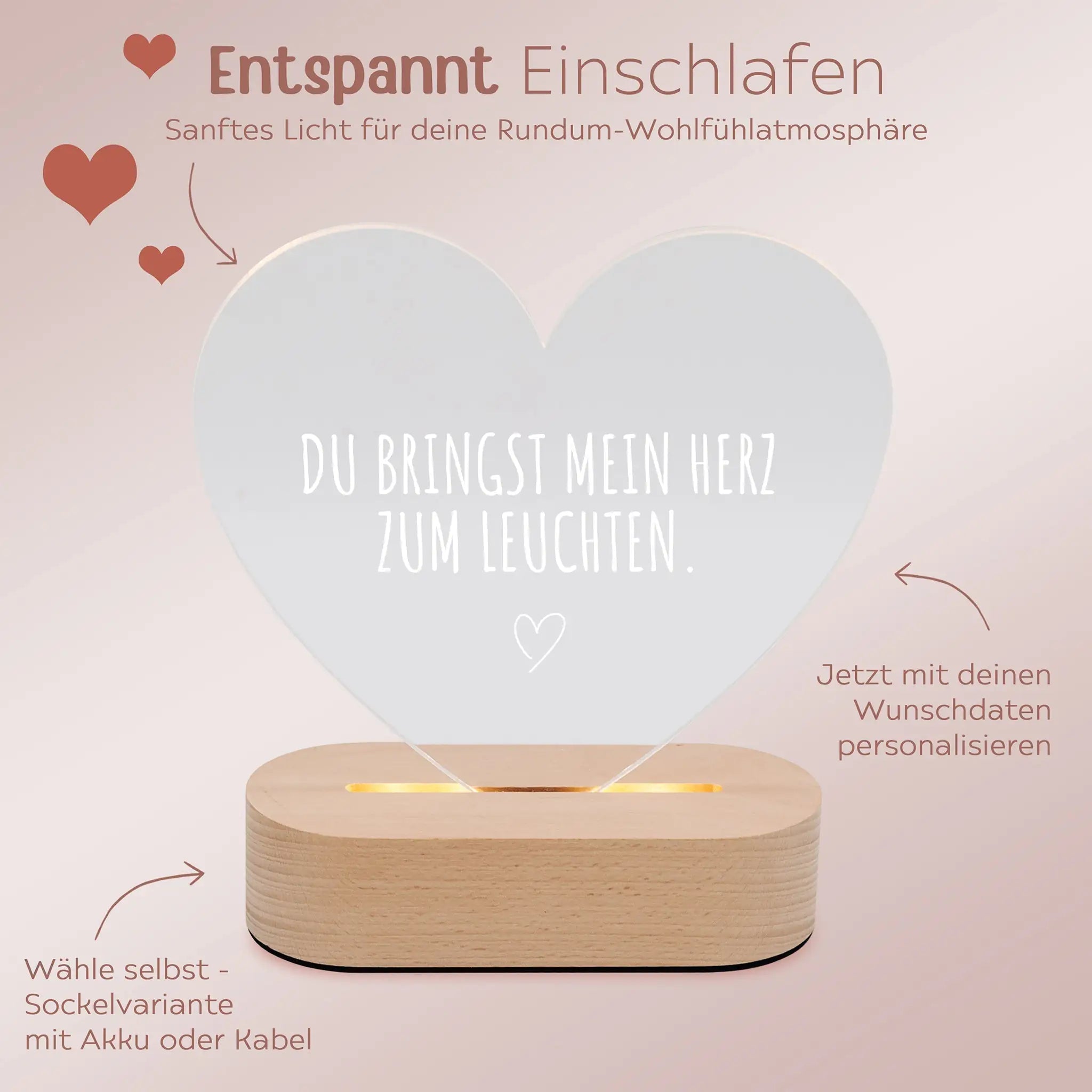 LED Nachtlicht Herz - Du bringst mein Herz zum Leuchten - wunderwunsch