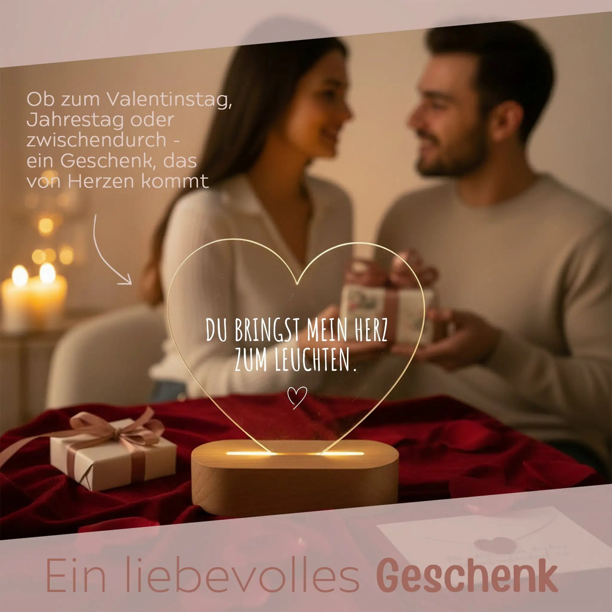 LED Nachtlicht Herz - Du bringst mein Herz zum Leuchten - wunderwunsch