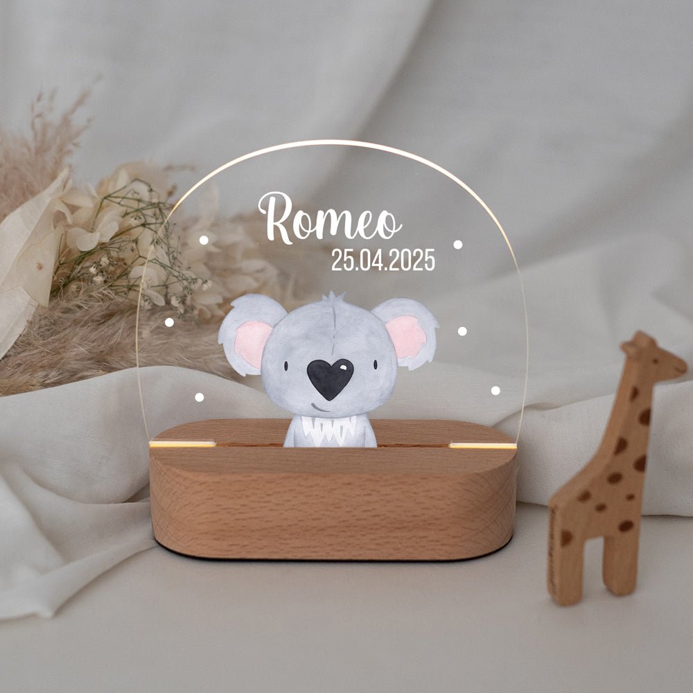 LED Nachtlicht Kinder personalisiert - Tier Aquarell - wunderwunsch