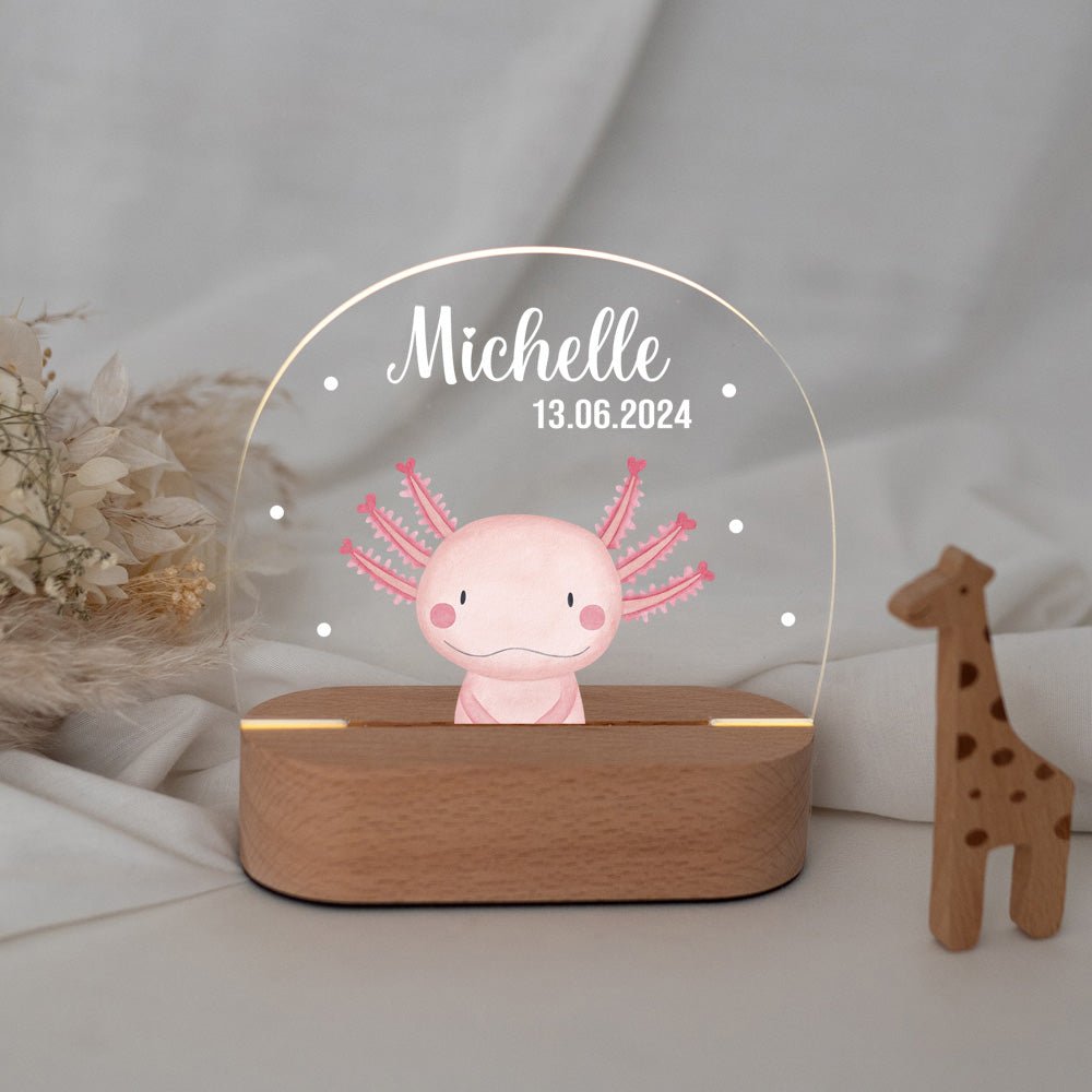 LED Nachtlicht Kinder personalisiert - Tier Aquarell - wunderwunsch