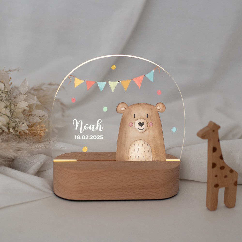 LED Nachtlicht Kinder personalisiert - Tier Girlande Aquarell - wunderwunsch