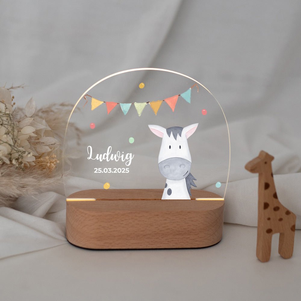 LED Nachtlicht Kinder personalisiert - Tier Girlande Aquarell - wunderwunsch