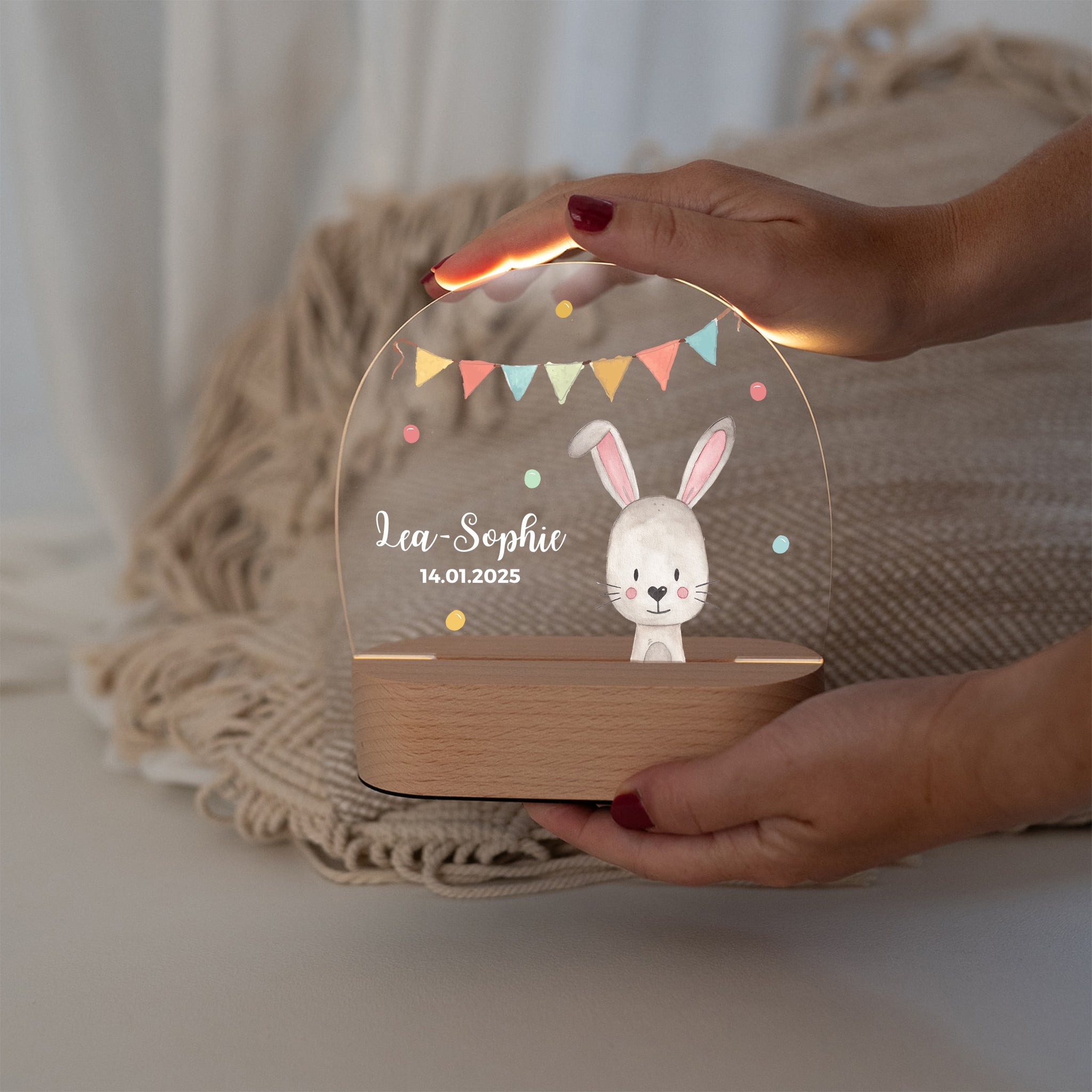 LED Nachtlicht Kinder personalisiert - Tier Girlande Aquarell - wunderwunsch