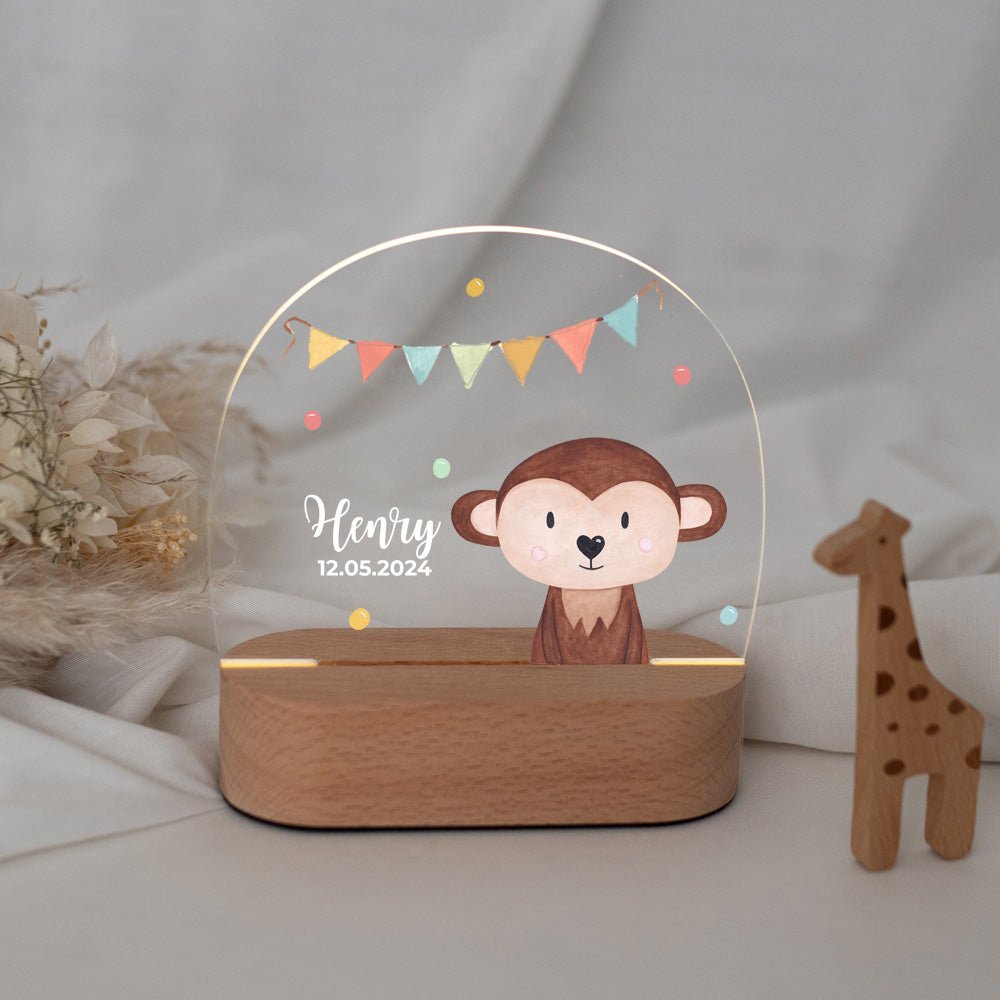 LED Nachtlicht Kinder personalisiert - Tier Girlande Aquarell - wunderwunsch
