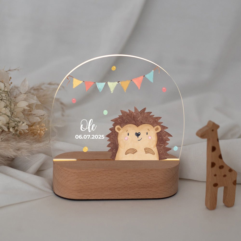 LED Nachtlicht Kinder personalisiert - Tier Girlande Aquarell - wunderwunsch