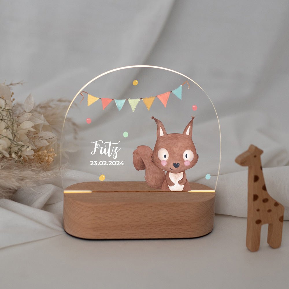 LED Nachtlicht Kinder personalisiert - Tier Girlande Aquarell - wunderwunsch