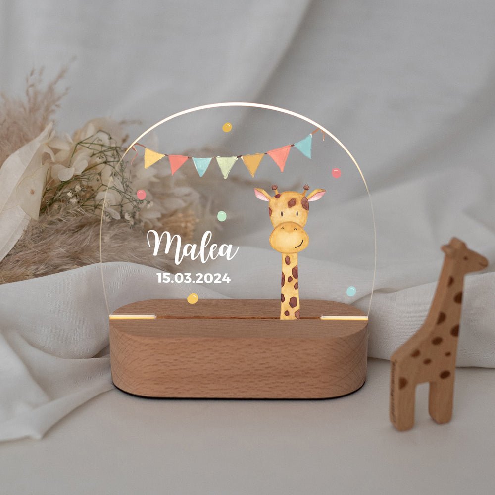 LED Nachtlicht Kinder personalisiert - Tier Girlande Aquarell - wunderwunsch