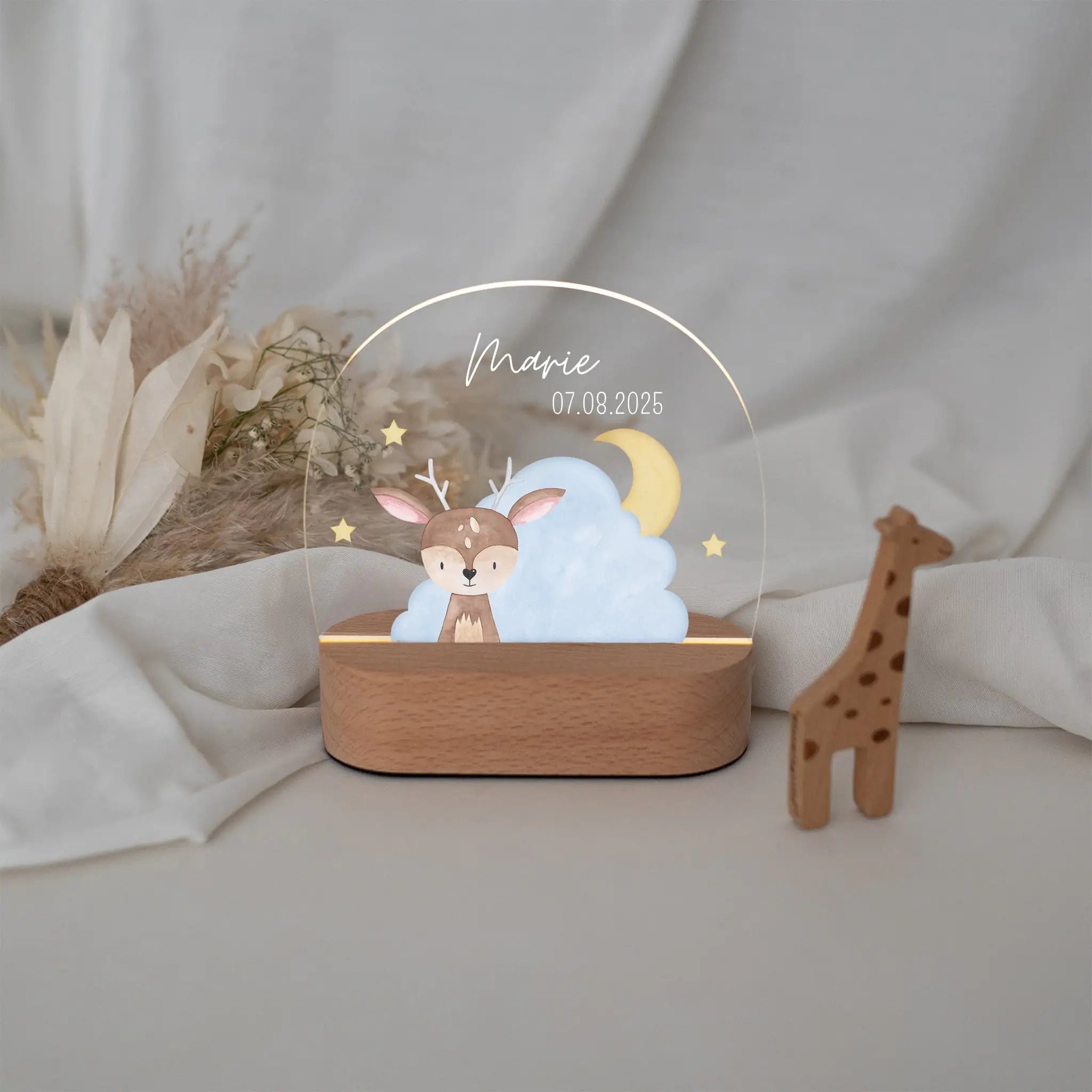 LED Nachtlicht Kinder personalisiert - Wolkentier Aquarell - wunderwunsch