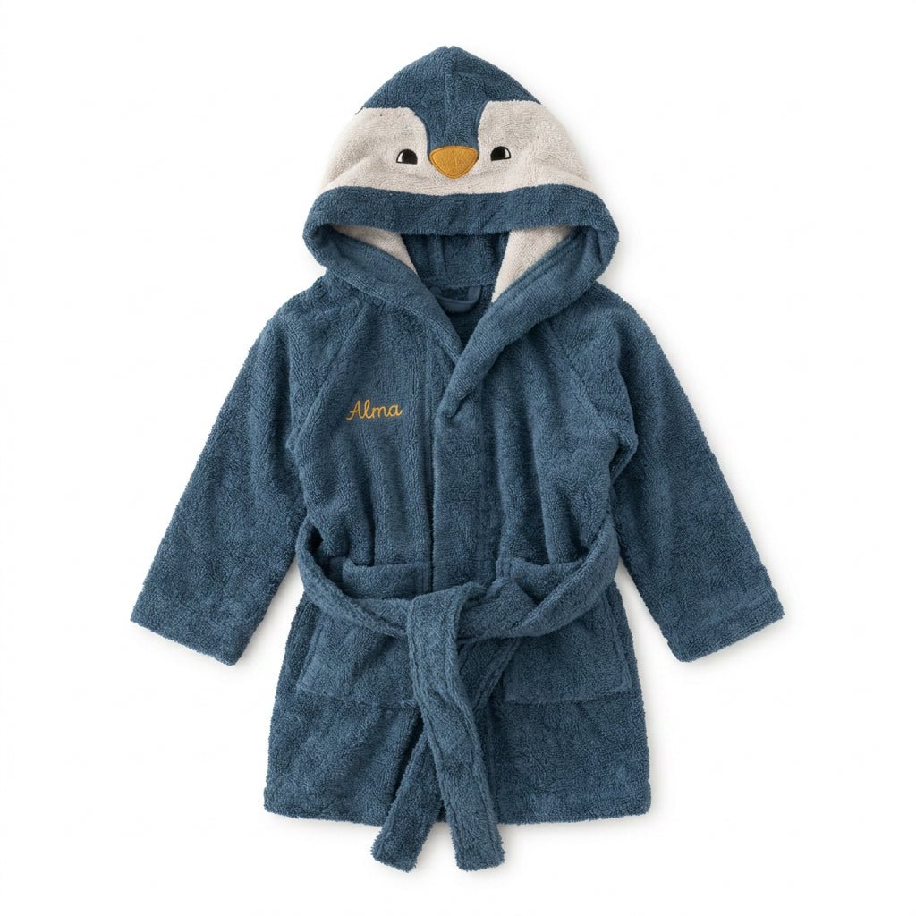 LIEWOOD Bademantel Kinder personalisiert - Pinguin - wunderwunsch