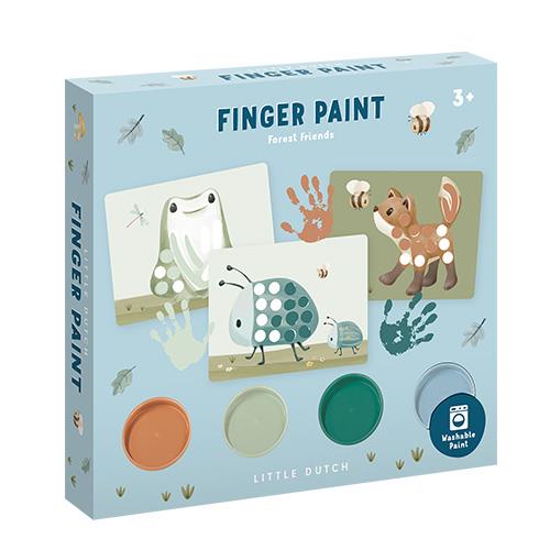 LITTLE DUTCH Fingerfarben Set - Forest Friends blau - wunderwunsch