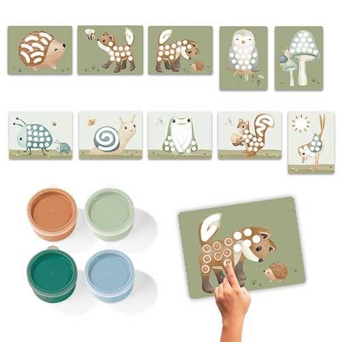 LITTLE DUTCH Fingerfarben Set - Forest Friends blau - wunderwunsch