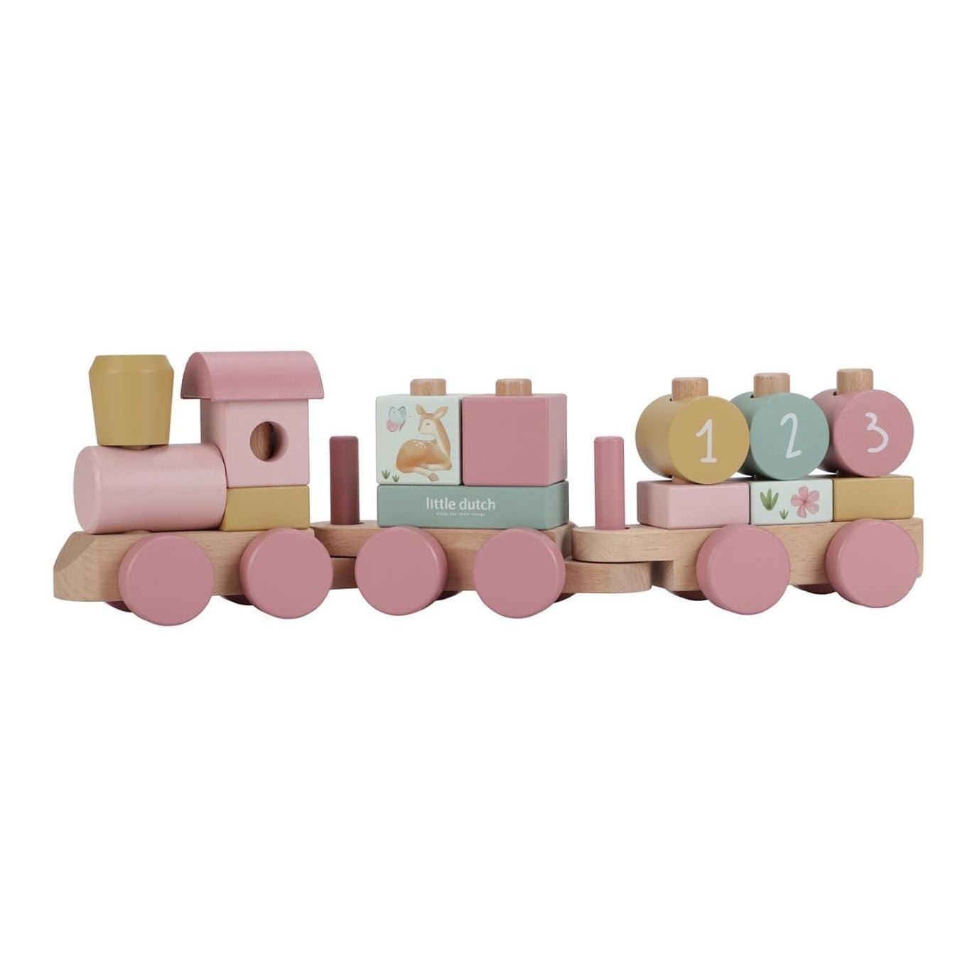 LITTLE DUTCH Holz Eisenbahn mit Steck-Formen - Fairy Garden rosa - wunderwunsch